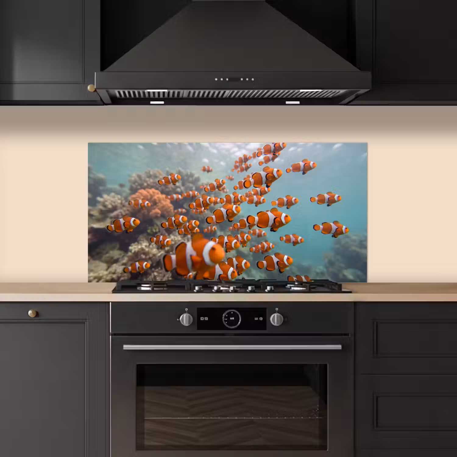 Vis - School - Onderwater - Dieren - Oranje keuken achterwand spatscherm middel -sfeer1