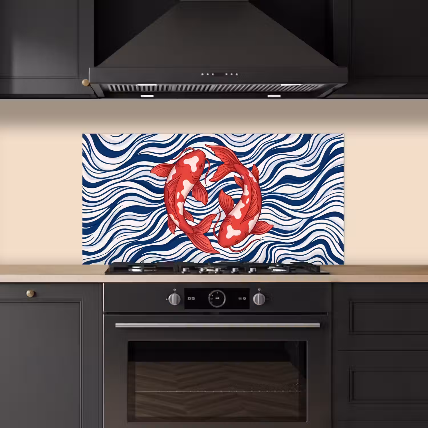 Vis - Water - Natuur - Illustratie - Rood keuken achterwand spatscherm middel -sfeer1