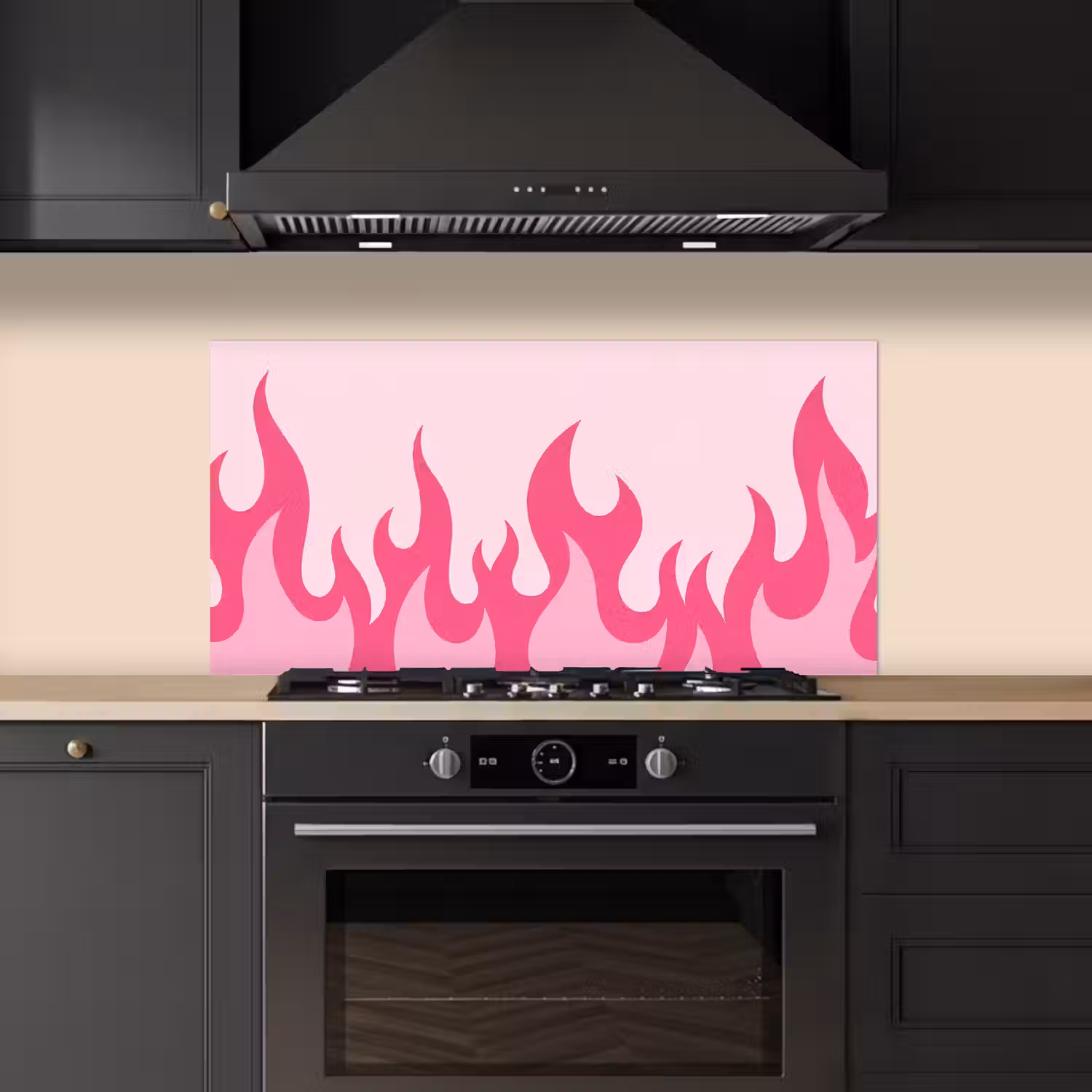 Vlammen - Patroon - Abstract - Modern - Roze keuken achterwand spatscherm middel -sfeer1
