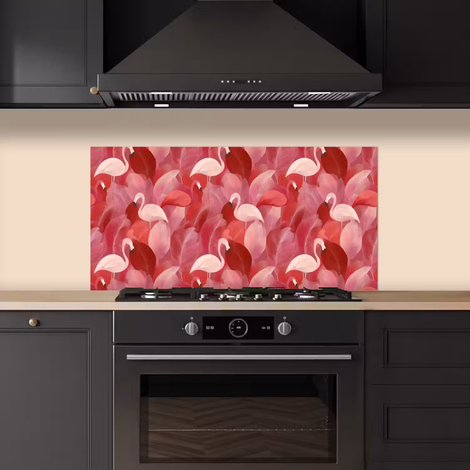 Flamingo - Botanisch - Elegant - Roze - Rood keuken achterwand spatscherm middel 899 -sfeer1