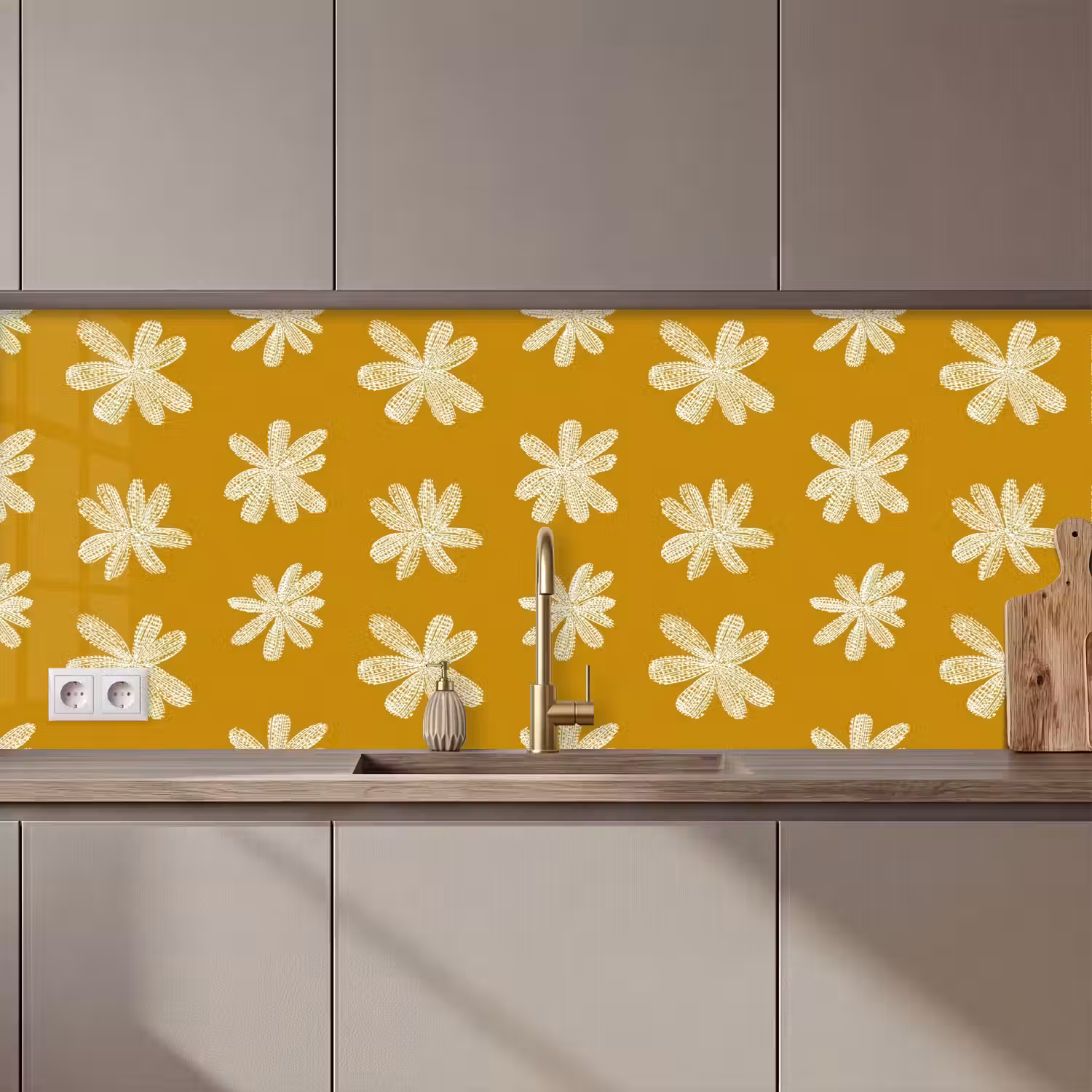 Bloem - Speels - Okergeel keuken achterwand 2 middel 871 zz_3dshopping