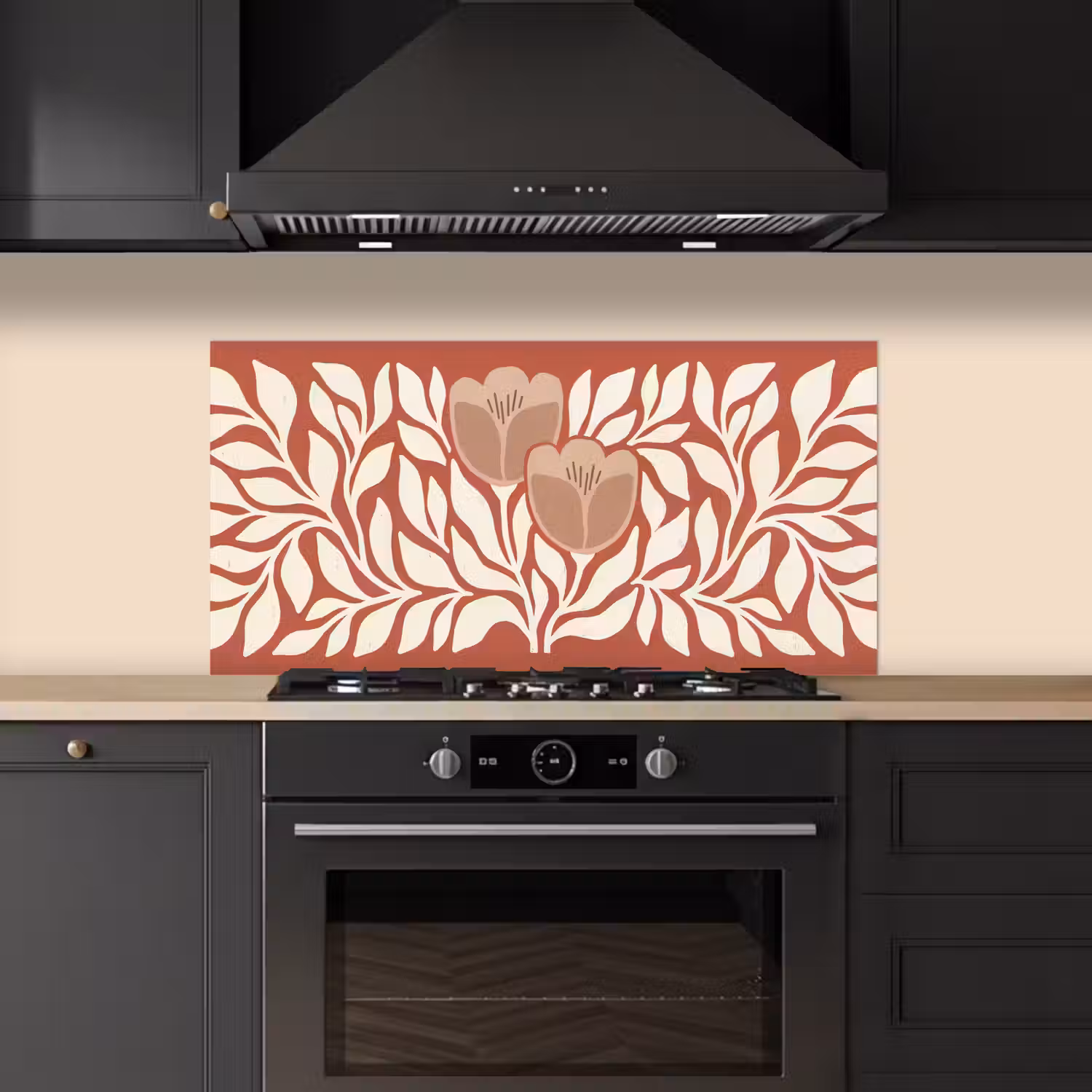 Bloemen - Abstract - Modern - Beige - Natuur keuken achterwand spatscherm middel -sfeer1