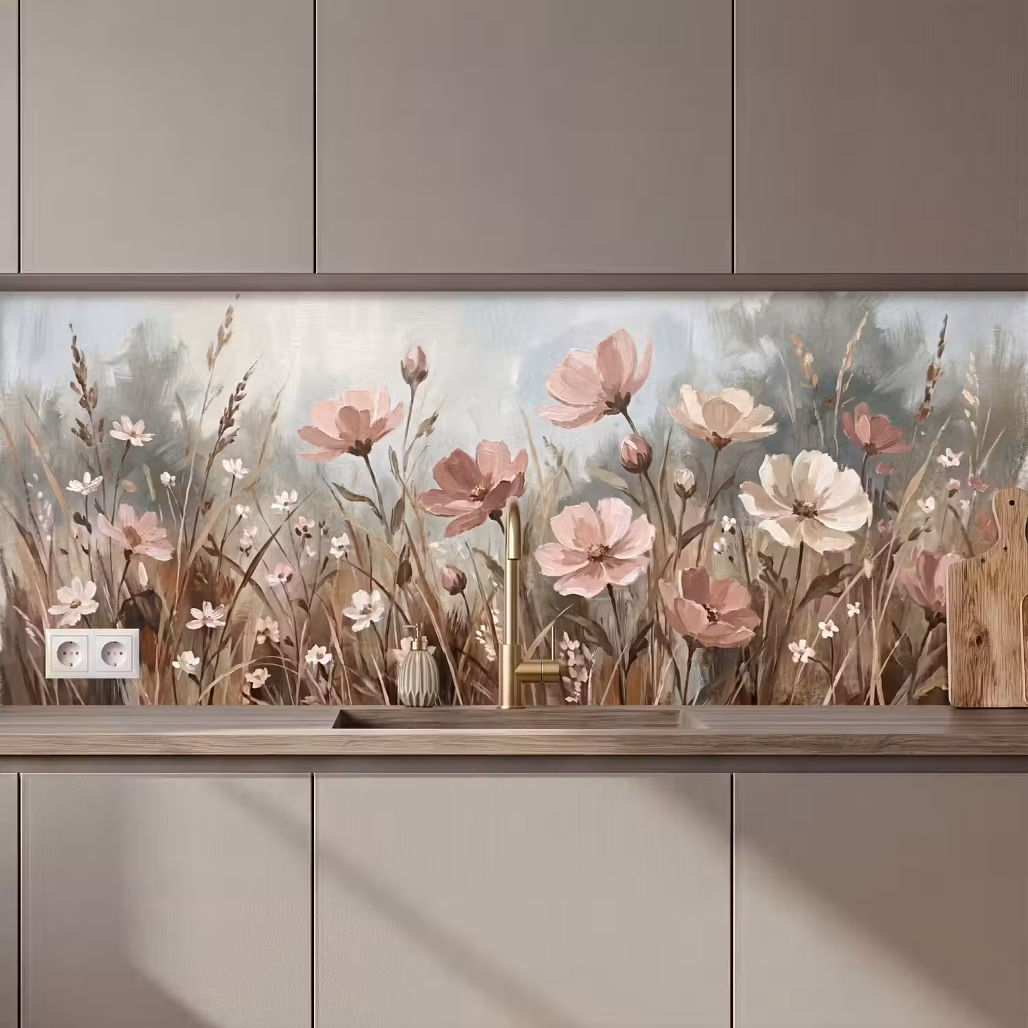 Bloemen - Botanisch - Schilderij - Pastel - Rustiek keuken achterwand 2 middel zz_3dshopping