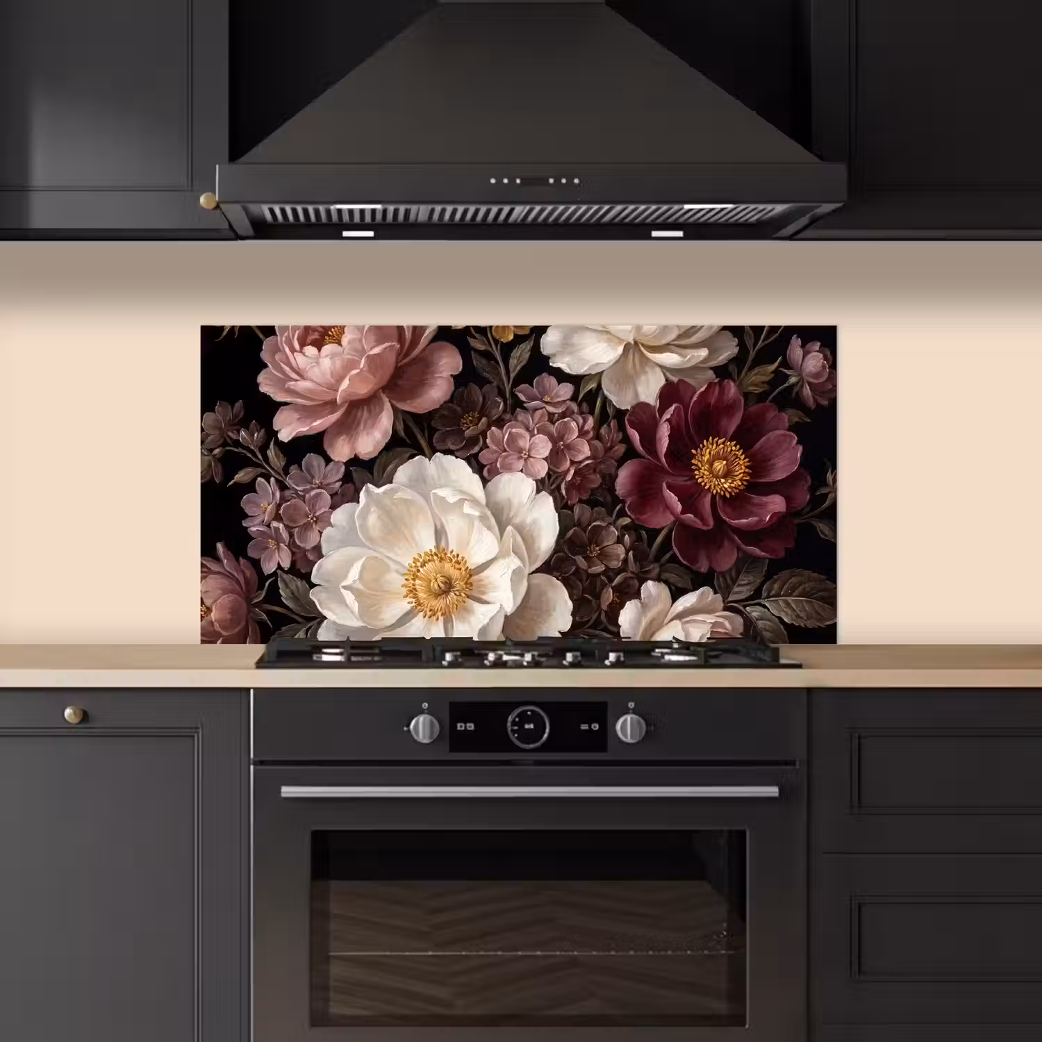 Bloemen - Boeket - Klassiek - Donker - Rood keuken achterwand spatscherm middel -sfeer1