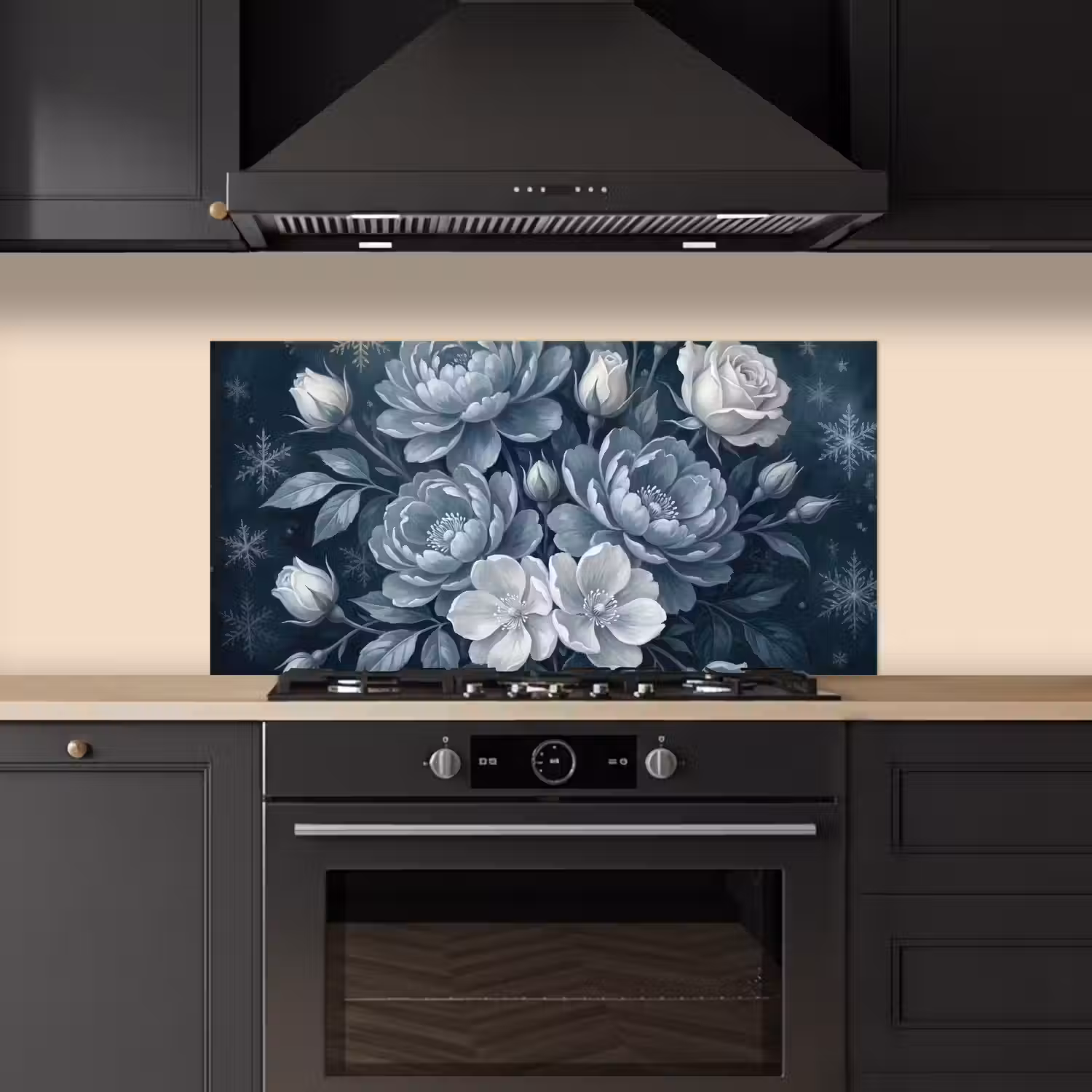 Bloemen - Boeket - Winter - Abstract - Blauw keuken achterwand spatscherm middel -sfeer1