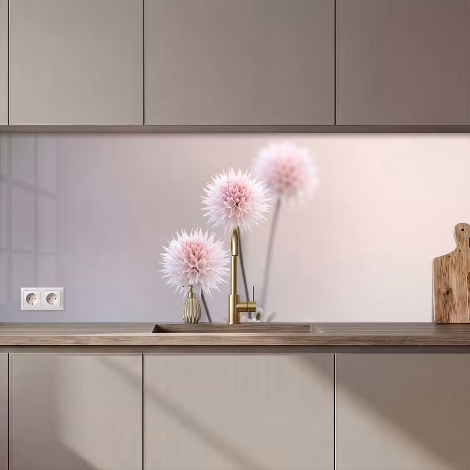 Bloemen - Bollen - Roze keuken achterwand 2 middel zz_3dshopping