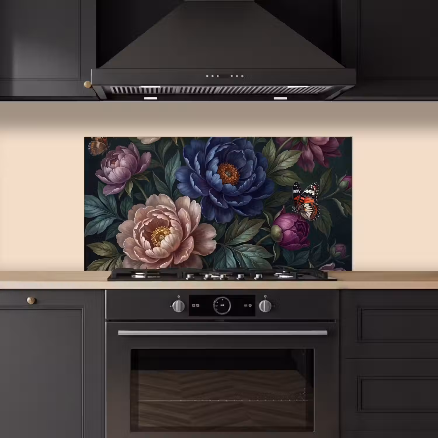 Bloemen - Vlinder - Natuur - Modern - Paars keuken achterwand spatscherm middel -sfeer1