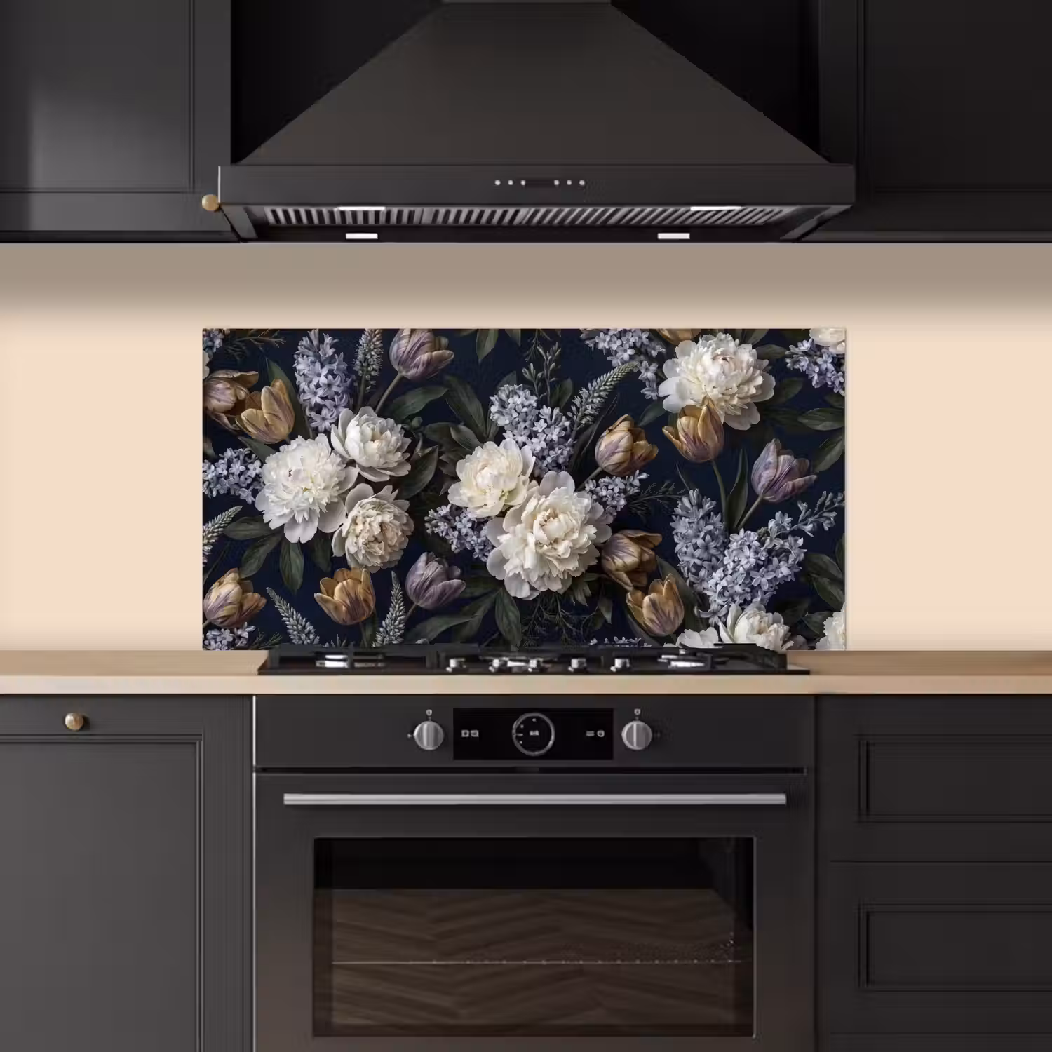 Bloemen - Donker - Elegant - Natuur - Wit keuken achterwand spatscherm middel -sfeer1