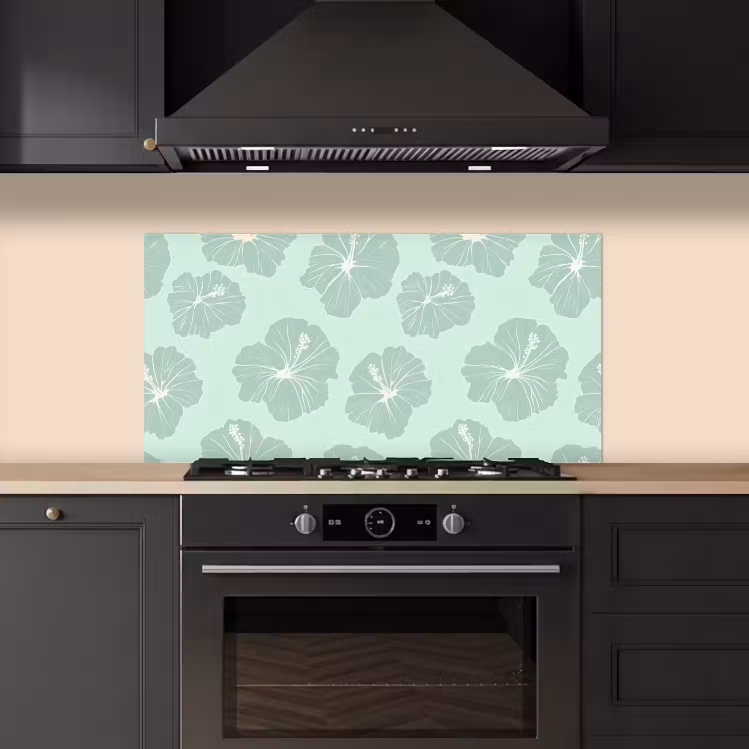 Bloemen - Hibiscus - Mint keuken achterwand spatscherm middel 899 -sfeer1