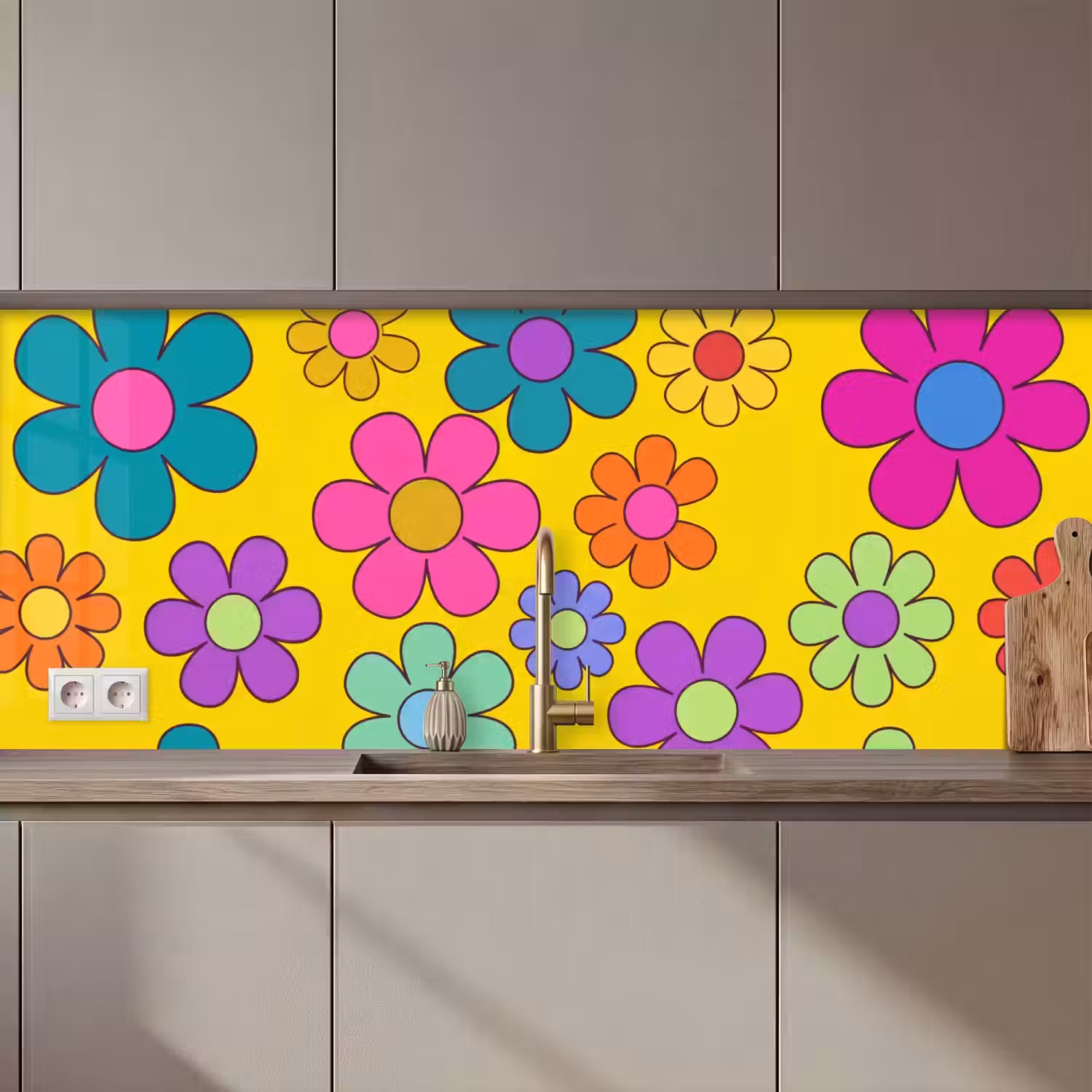 Bloemen - Illustratie - Kleurrijk keuken achterwand 2 middel zz_3dshopping