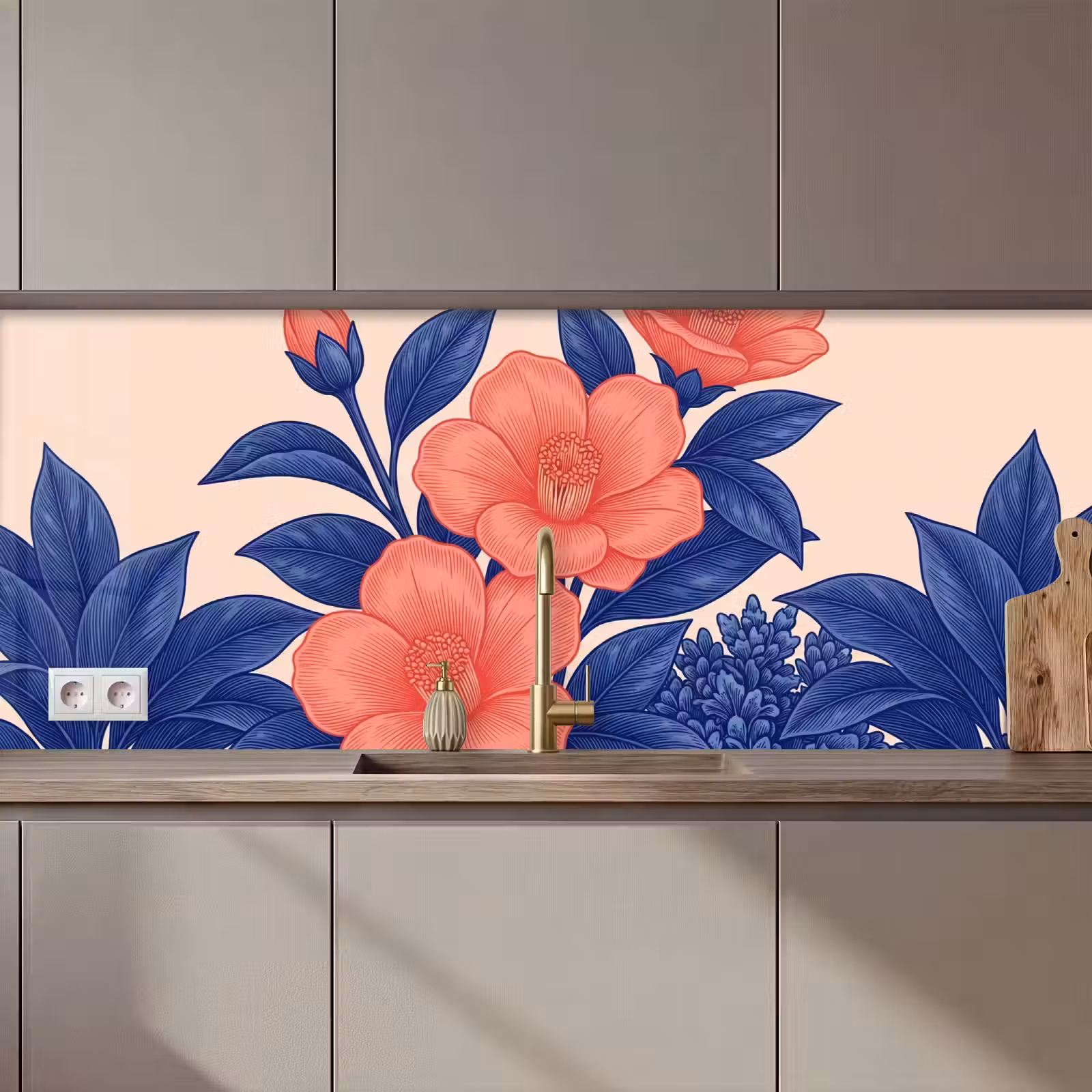 Kitchen Wall Splashback - Flowers - Leaves - Botanical - Bloemen - Bladeren - Botanisch keuken achterwand 2 middel zz_3dshopping