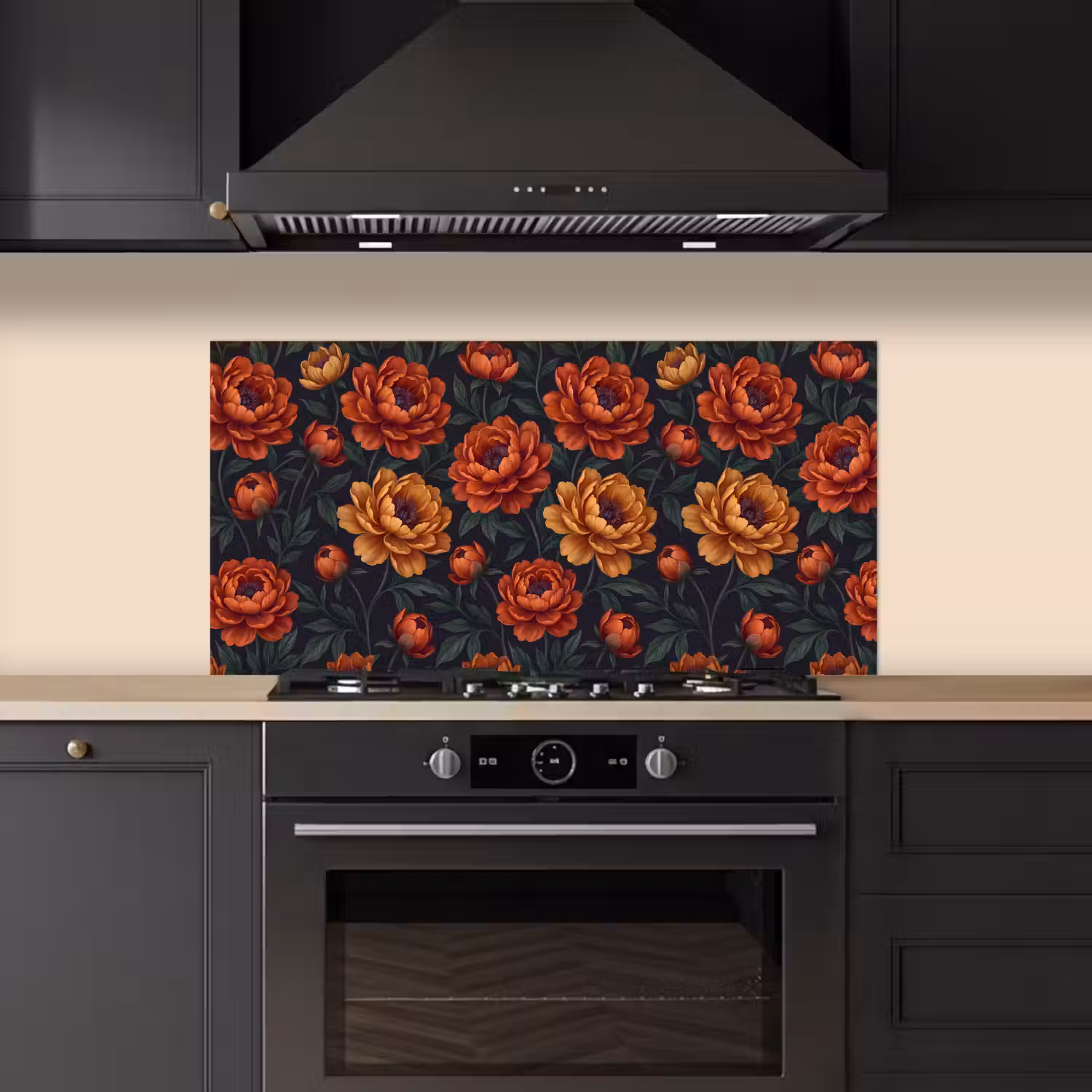 Bloemen - Bladeren - Natuur - Modern - Oranje keuken achterwand spatscherm middel -sfeer1