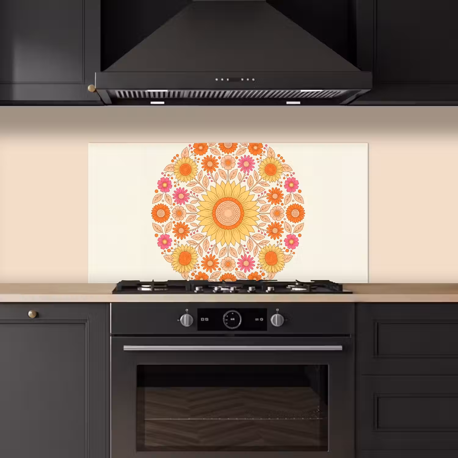 Bloemen - Mandala - Patroon - Kleurrijk keuken achterwand spatscherm middel -sfeer1