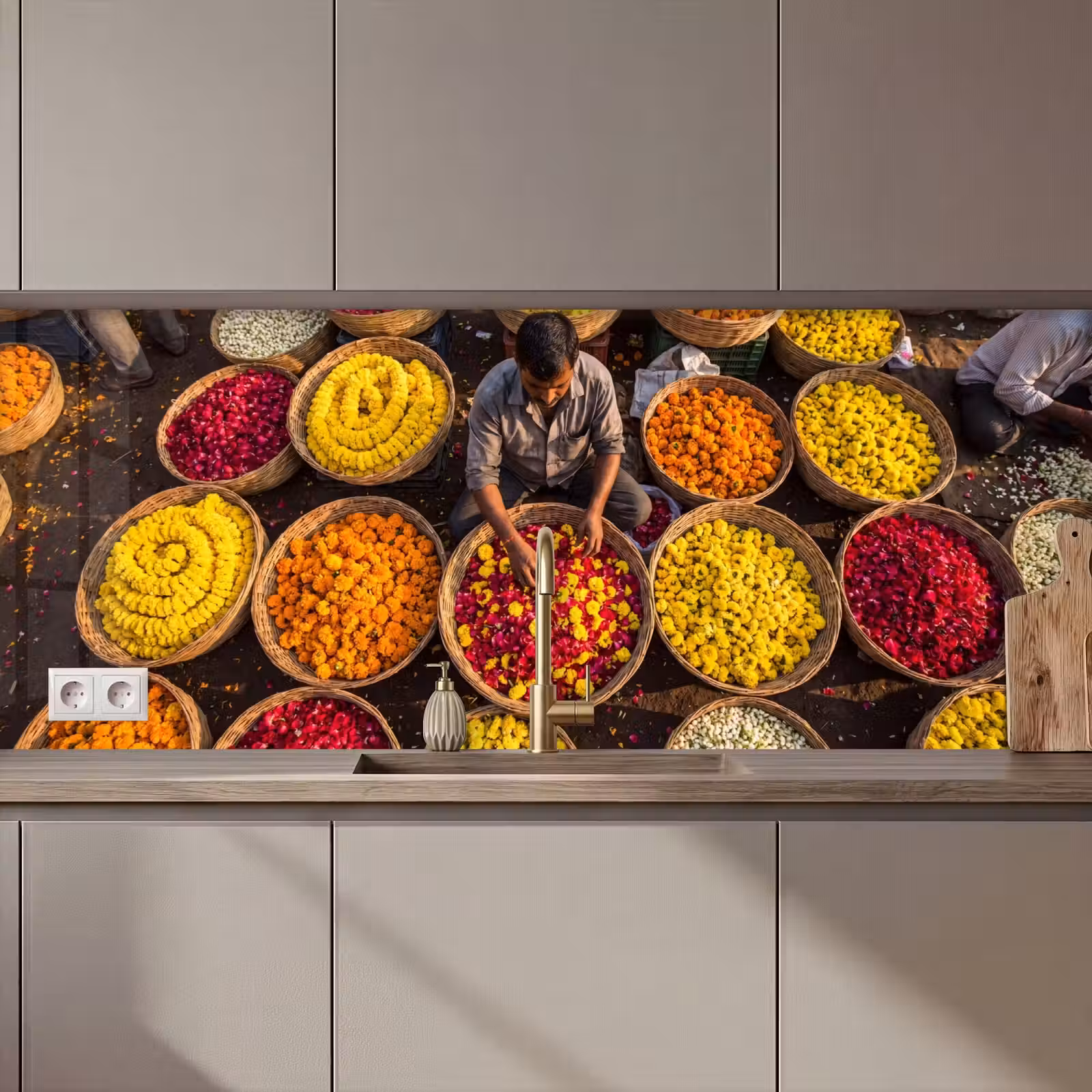 Kitchen Wall Splashback - Flowers - Market - Colorful - Bloemen - Markt - Kleurrijk keuken achterwand 2 middel zz_3dshopping