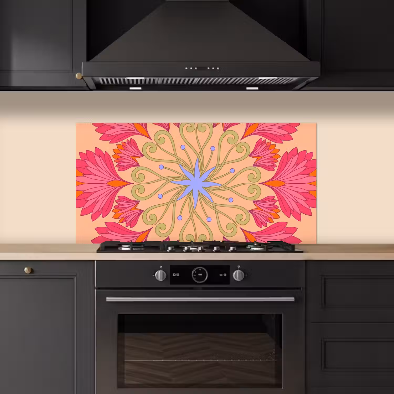 Bloemen - Patroon - Abstract - Roze - Decoratief keuken achterwand spatscherm middel -sfeer1