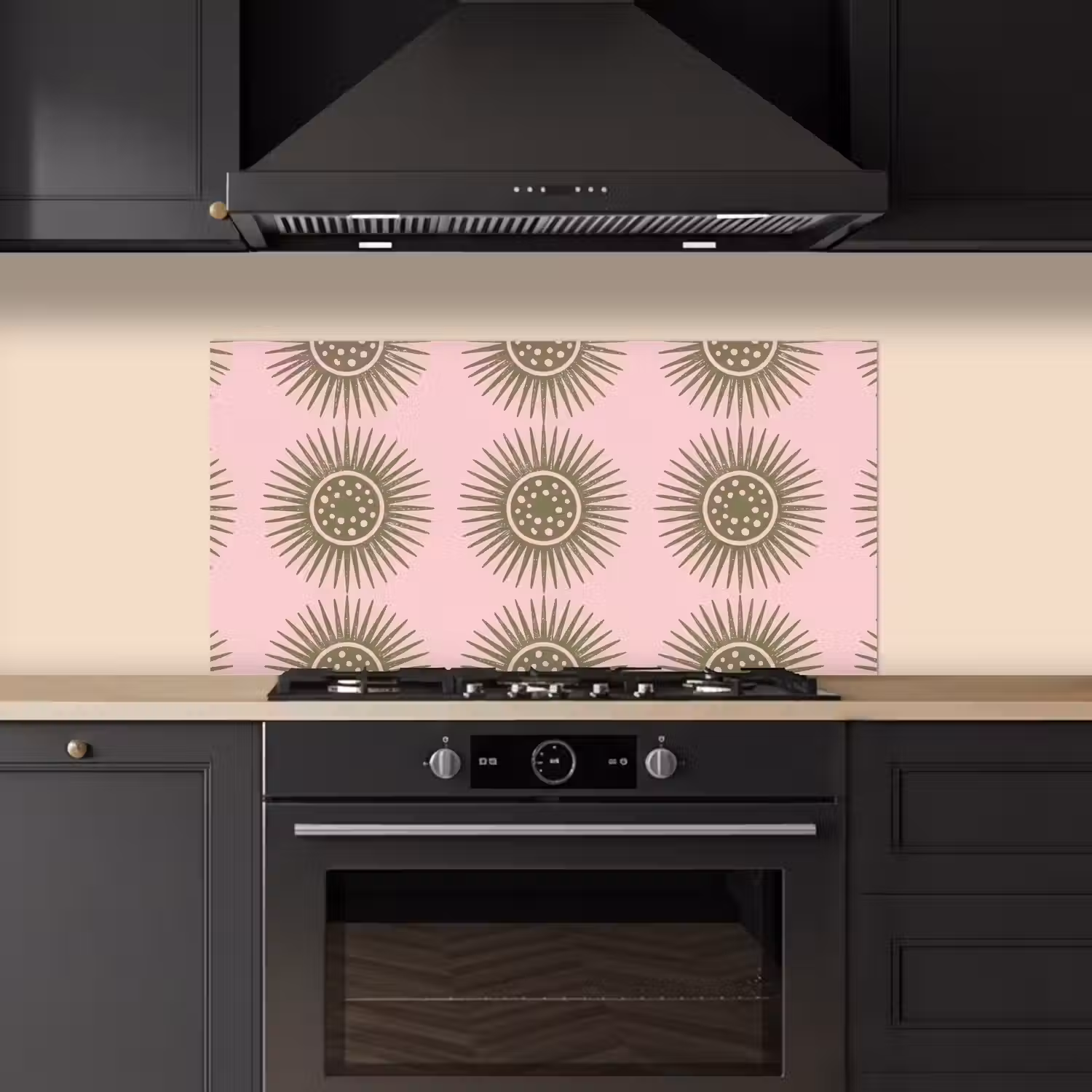 Bloemen - Patroon - Abstract - Roze - Groen keuken achterwand spatscherm middel -sfeer1