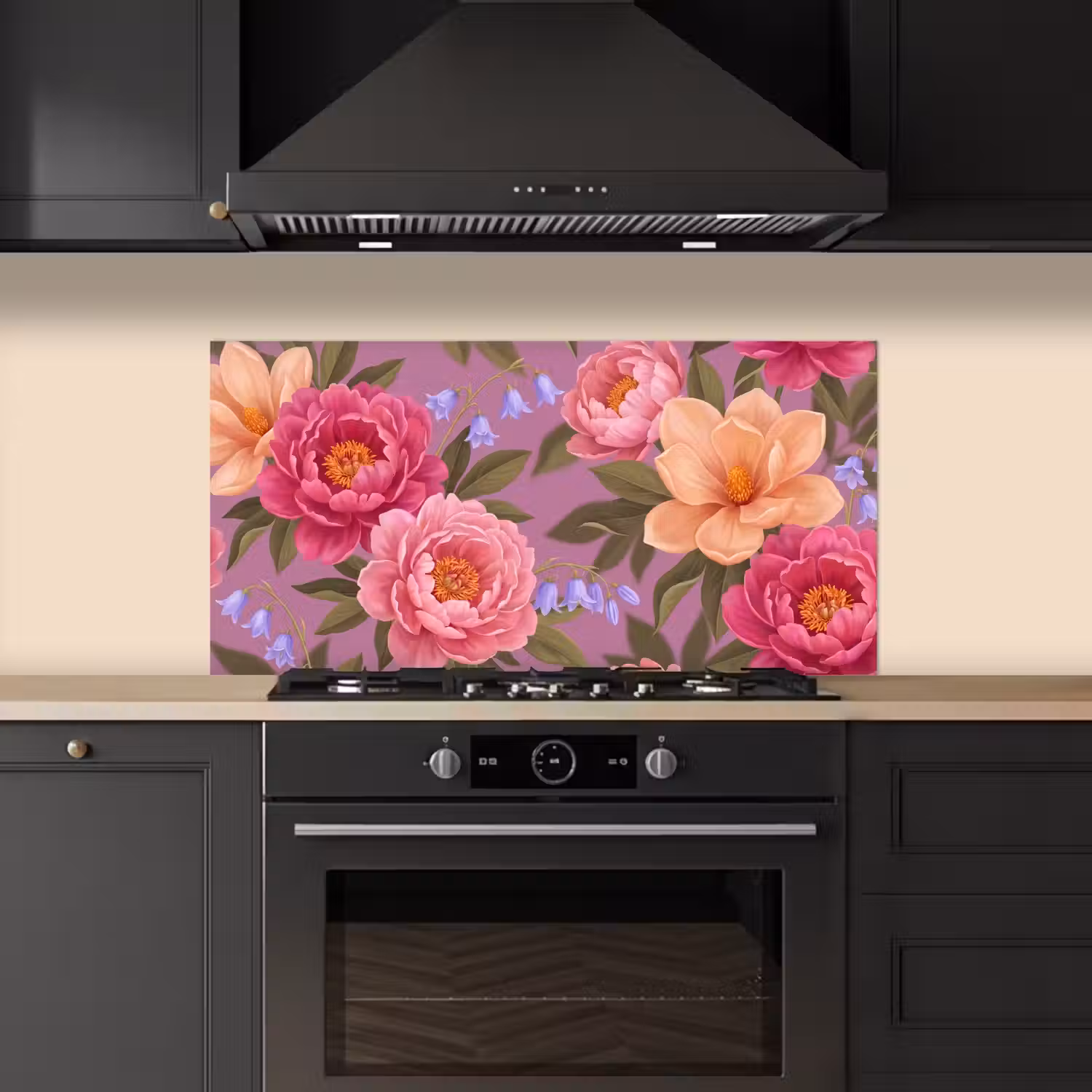 Bloemen - Patroon - Illustratie - Roze keuken achterwand spatscherm middel -sfeer1