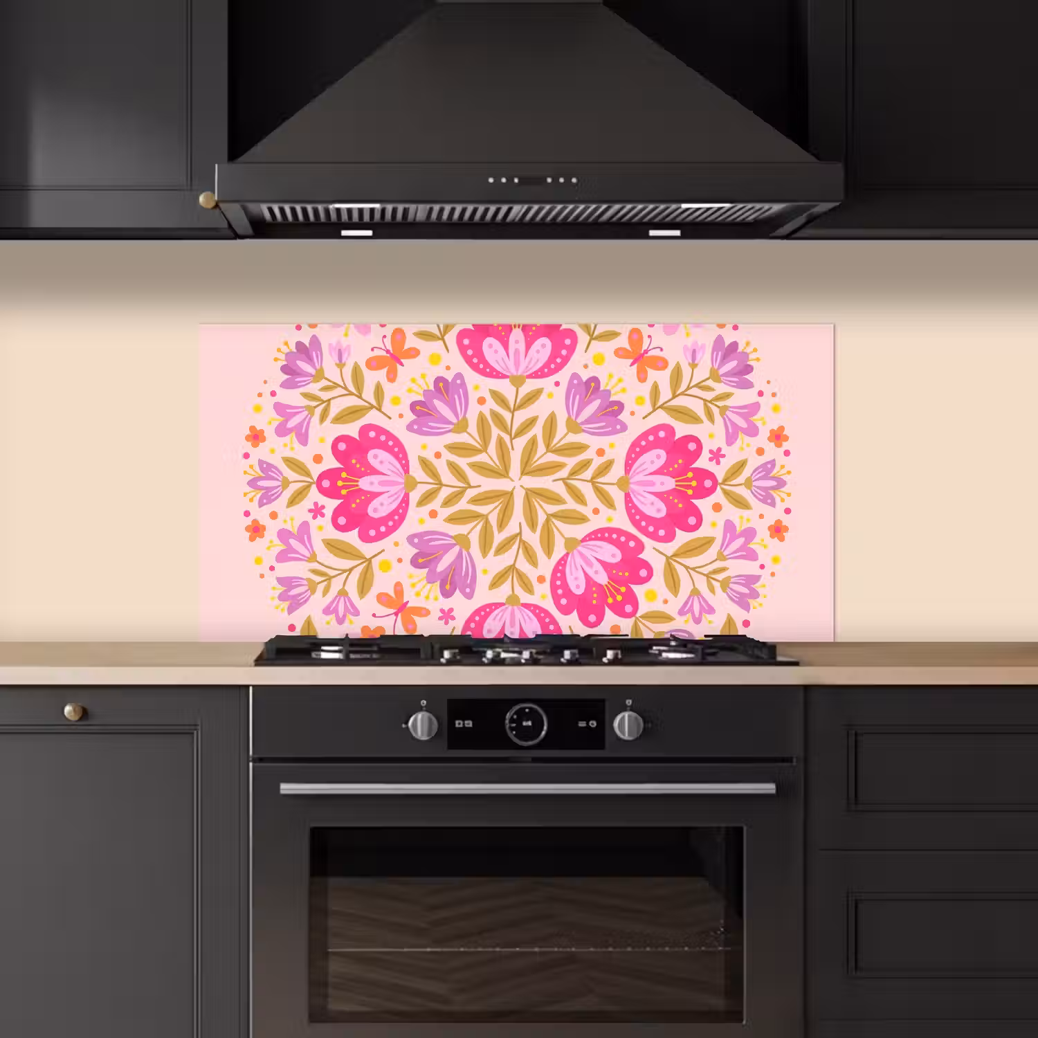 Bloemen - Patroon - Natuur - Abstract - Roze keuken achterwand spatscherm middel -sfeer1
