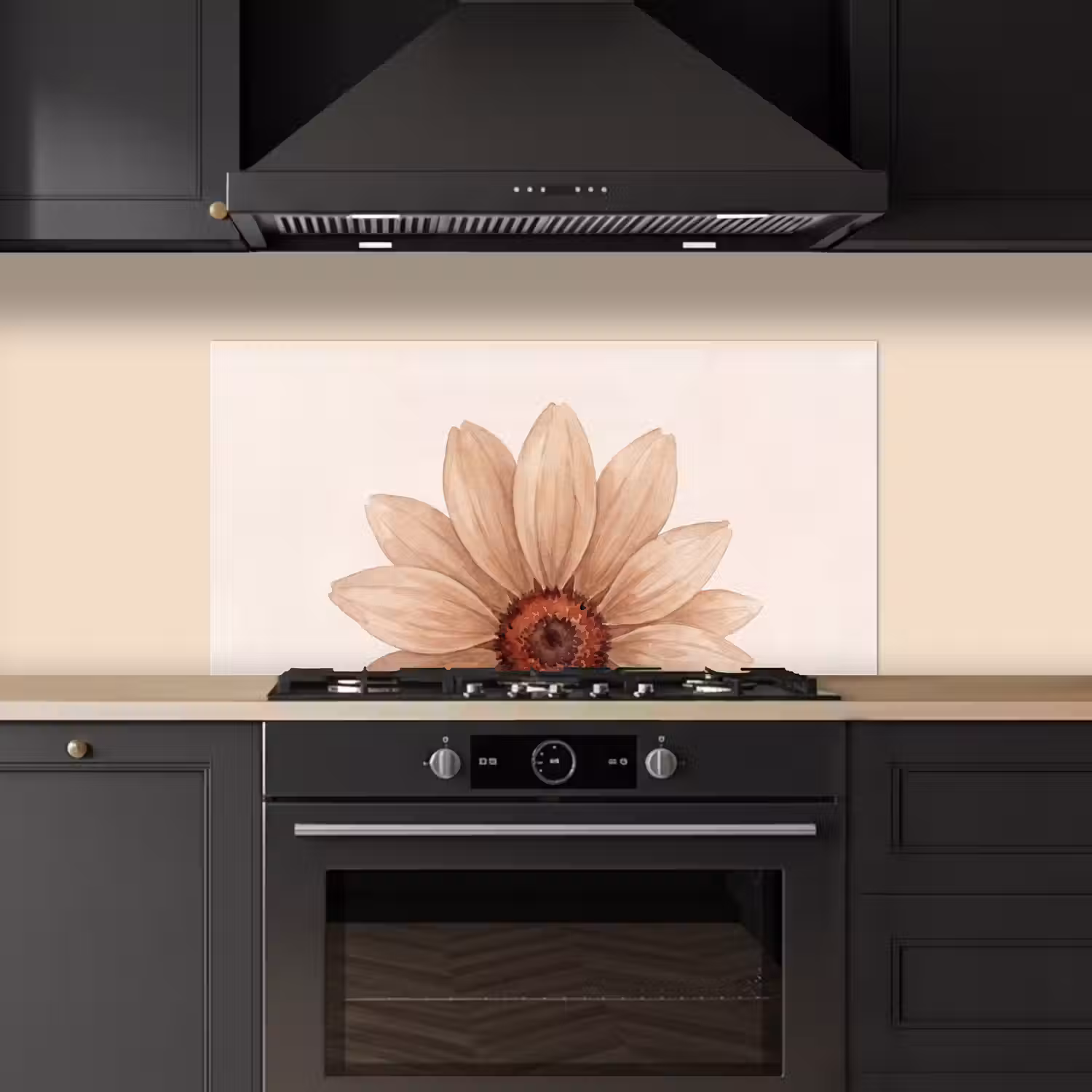 Bloemen - Bloemblad - Natuur - Aquarel - Beige keuken achterwand spatscherm middel -sfeer1