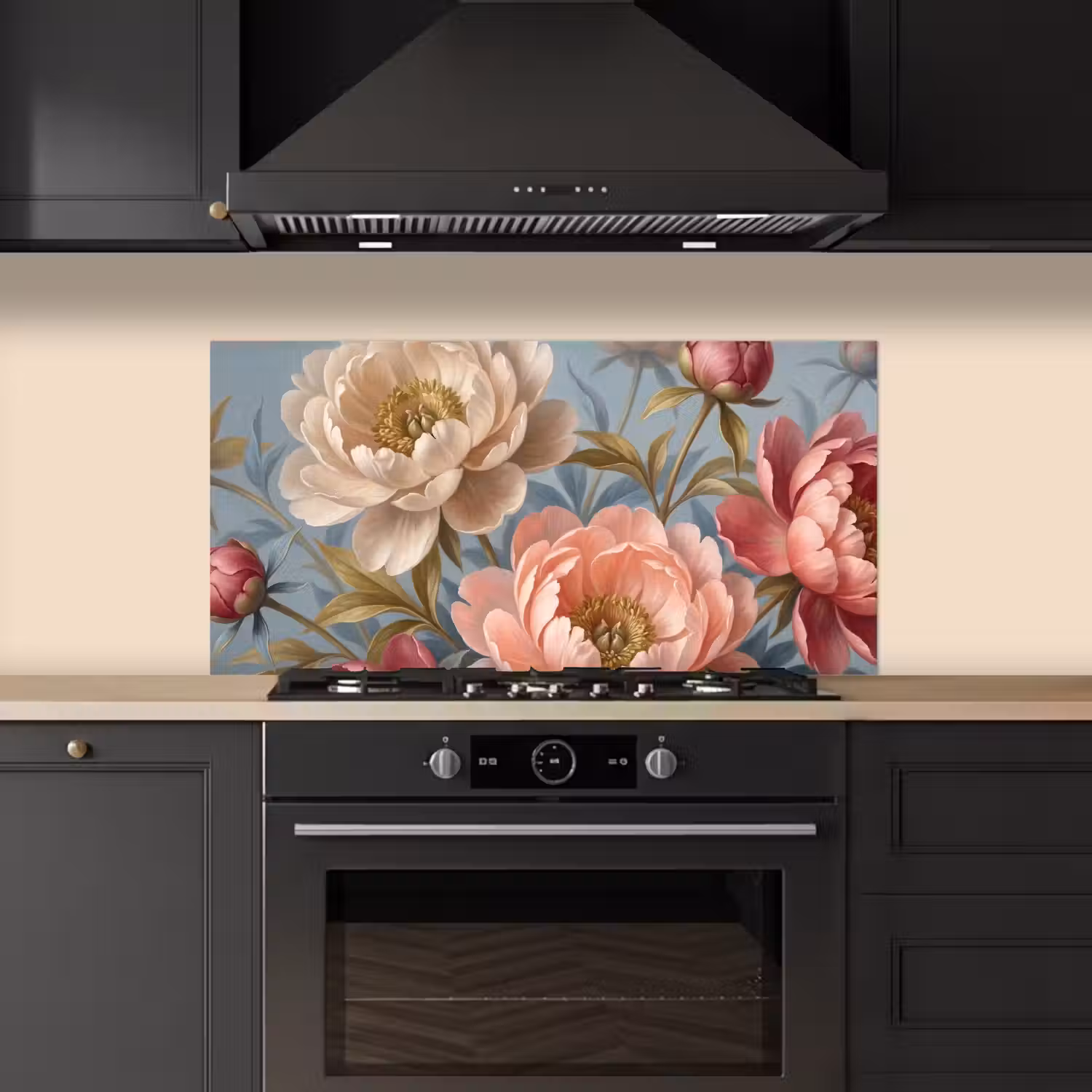 Bloemen - Roze - Beige - Modern - Natuur keuken achterwand spatscherm middel -sfeer1