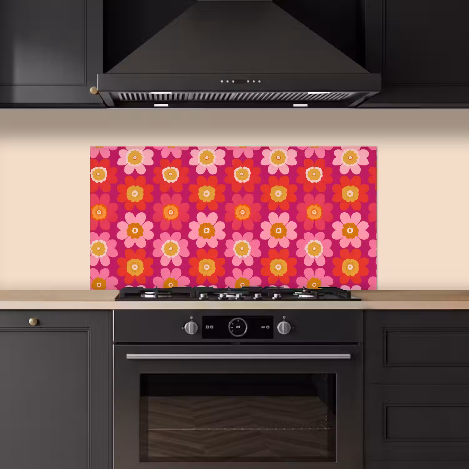 Bloemen - Retro - Kleurrijk keuken achterwand spatscherm middel 899 -sfeer1