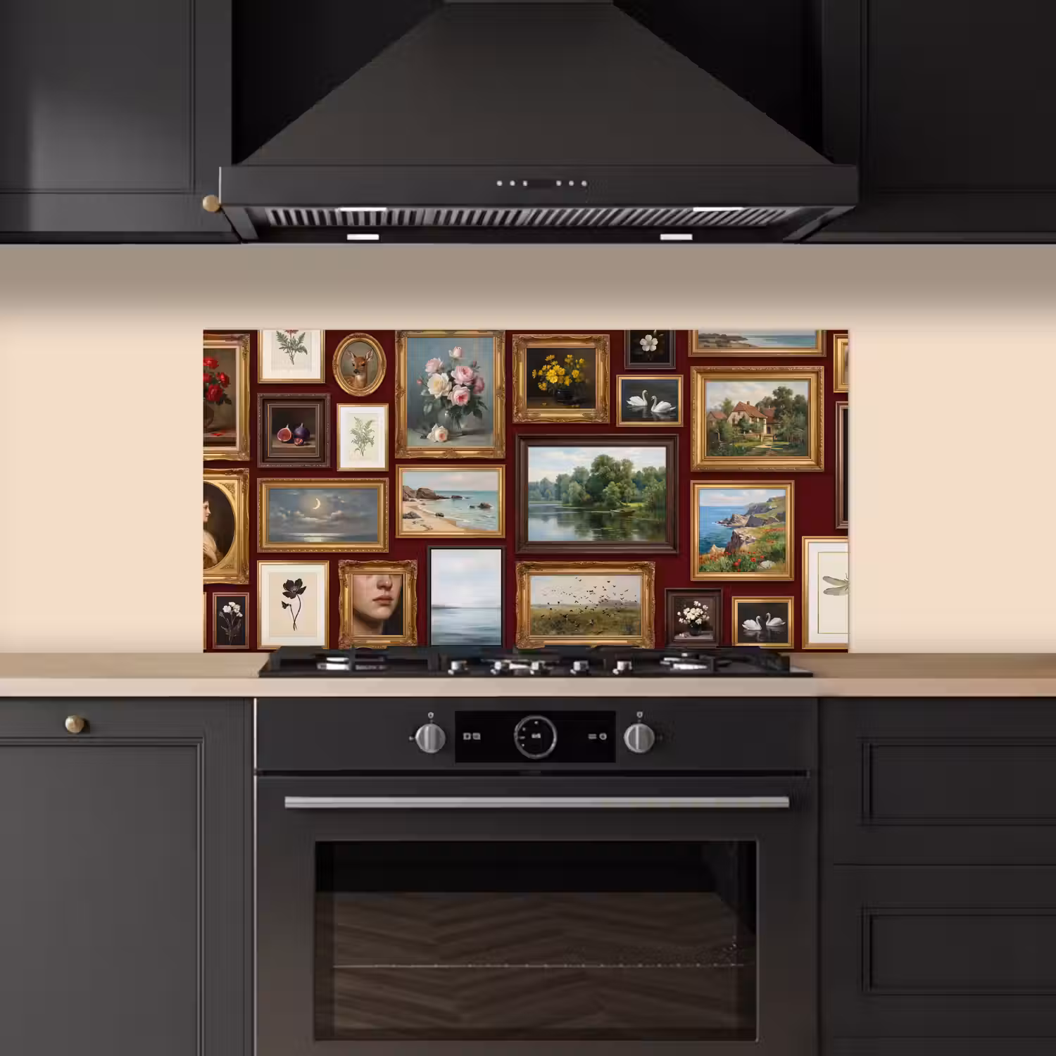 Bloemen - Vaas - Klassiek - Kunst - Rood keuken achterwand spatscherm middel -sfeer1