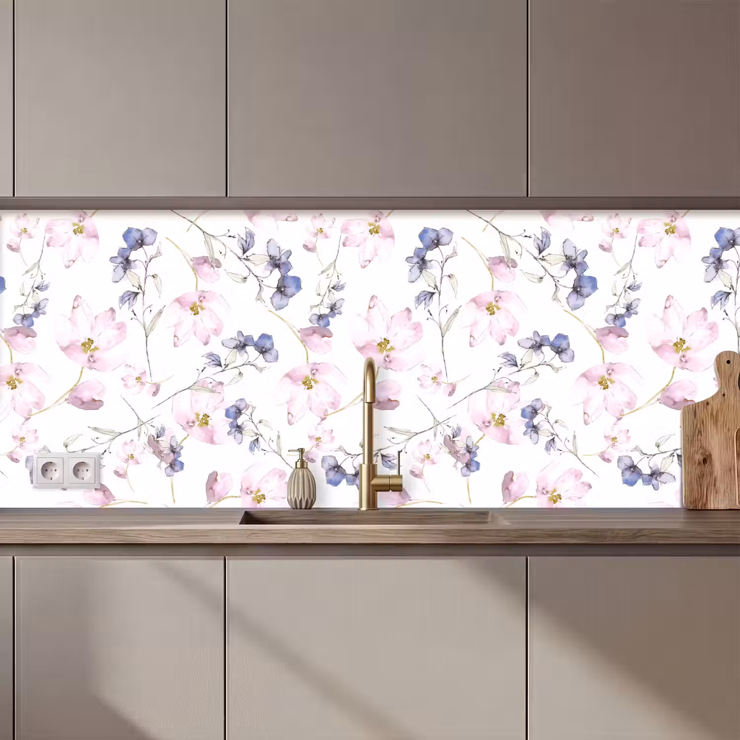 Bloemen - Waterverf - Bohemian - Patroon keuken achterwand 2 middel 871 zz_3dshopping