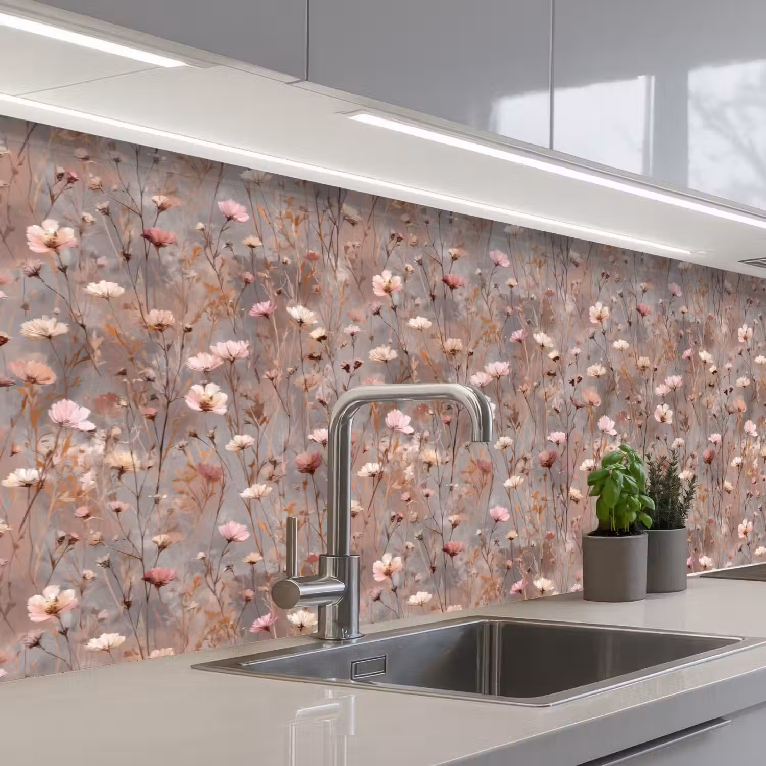 Bloemen - Wild - Pastel keuken achterwand 2 groot 857 -3d_schuin