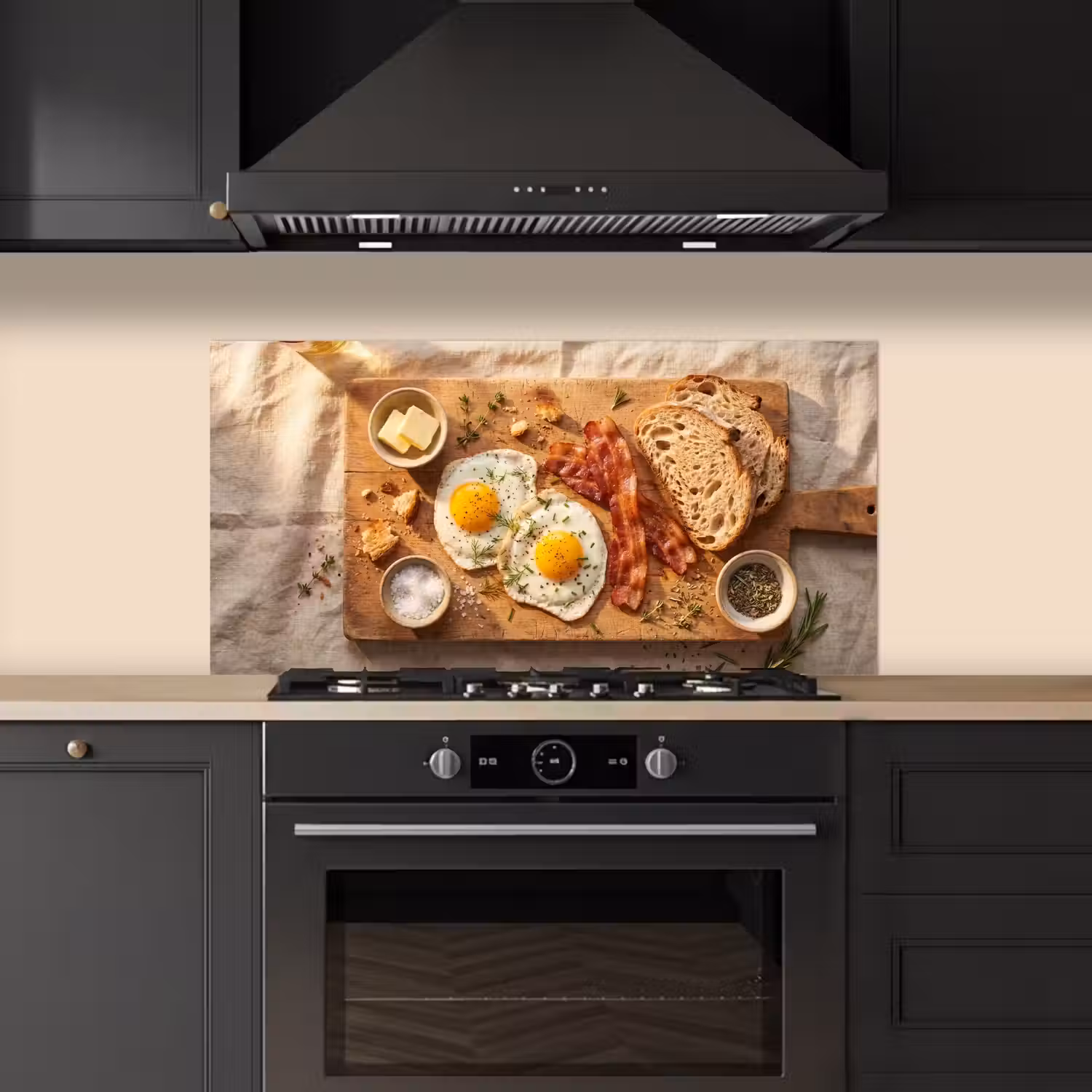 Eten - Ontbijt - Hout - Rustiek - Geel keuken achterwand spatscherm middel -sfeer1