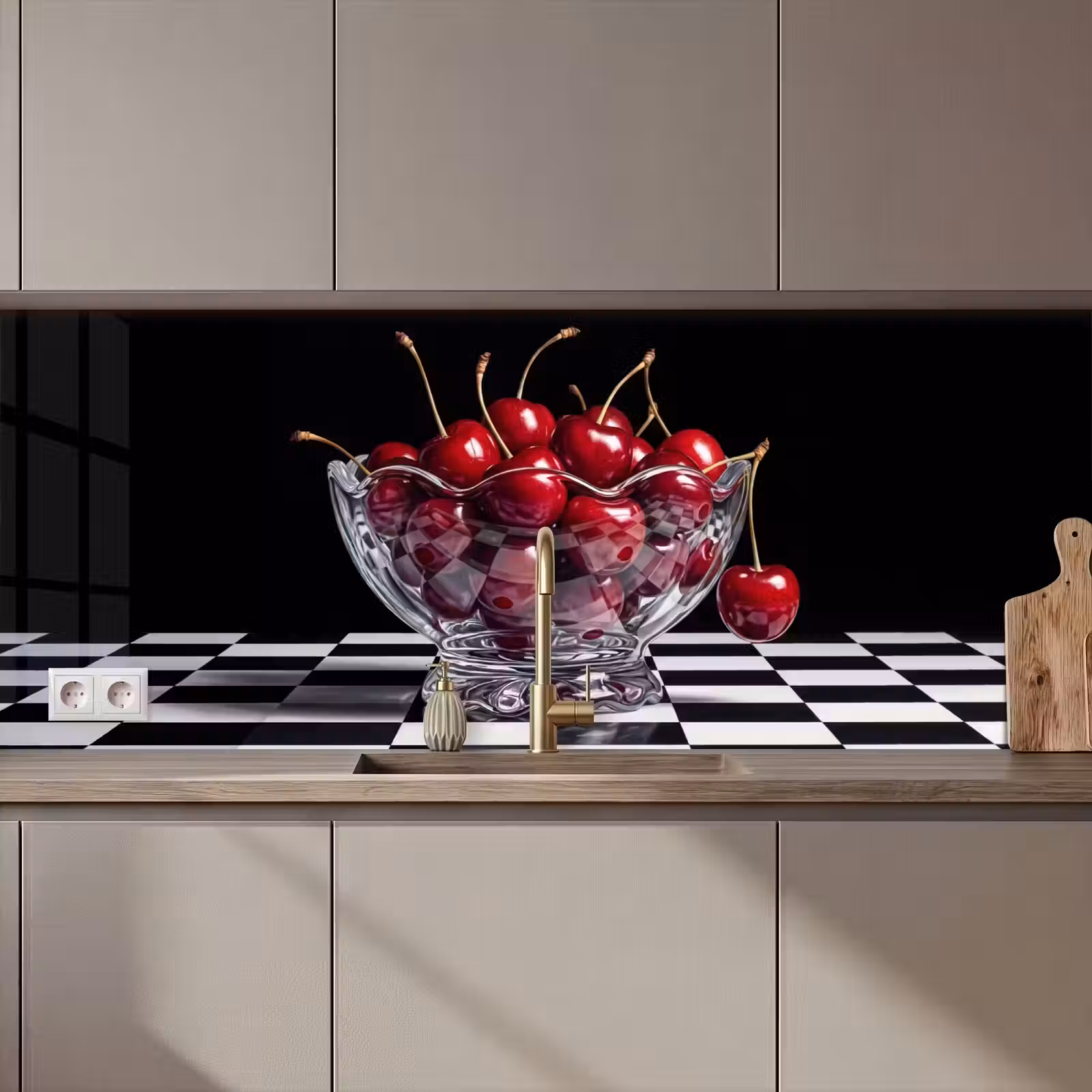 Kitchen Wall Splashback - Food - Cherries - Red - Eten - Kersen - Rood keuken achterwand 2 middel zz_3dshopping