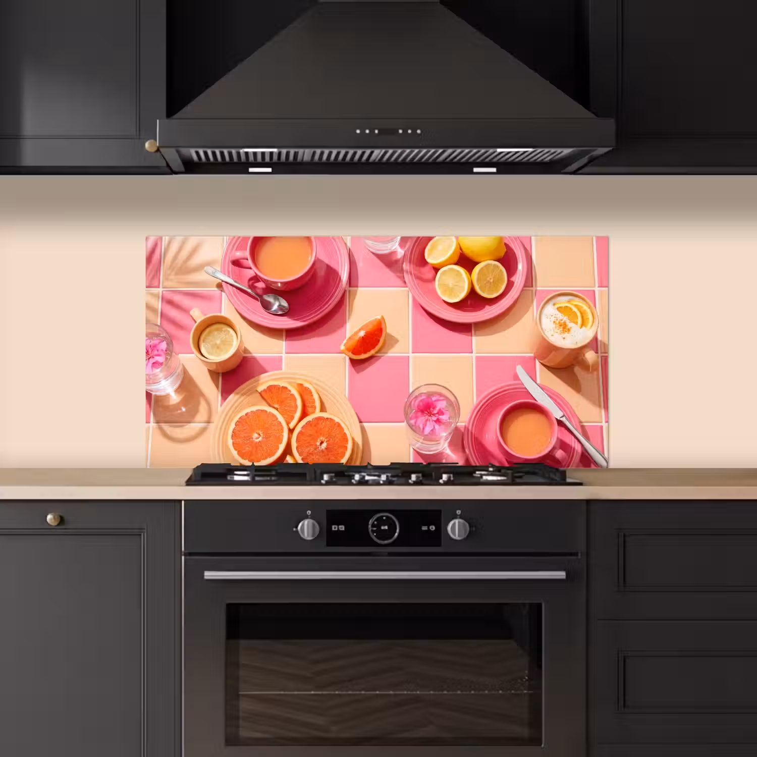 Eten - Citrusvruchten - Stillevens - Roze - Oranje keuken achterwand spatscherm middel -sfeer1