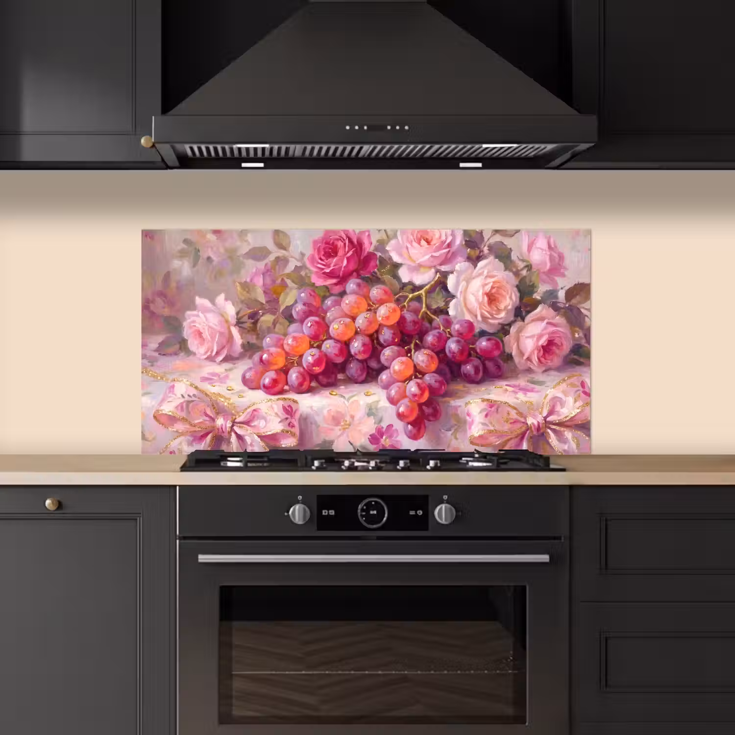 Eten - Bloemen - Stilleven - Roze - Goud keuken achterwand spatscherm middel -sfeer1