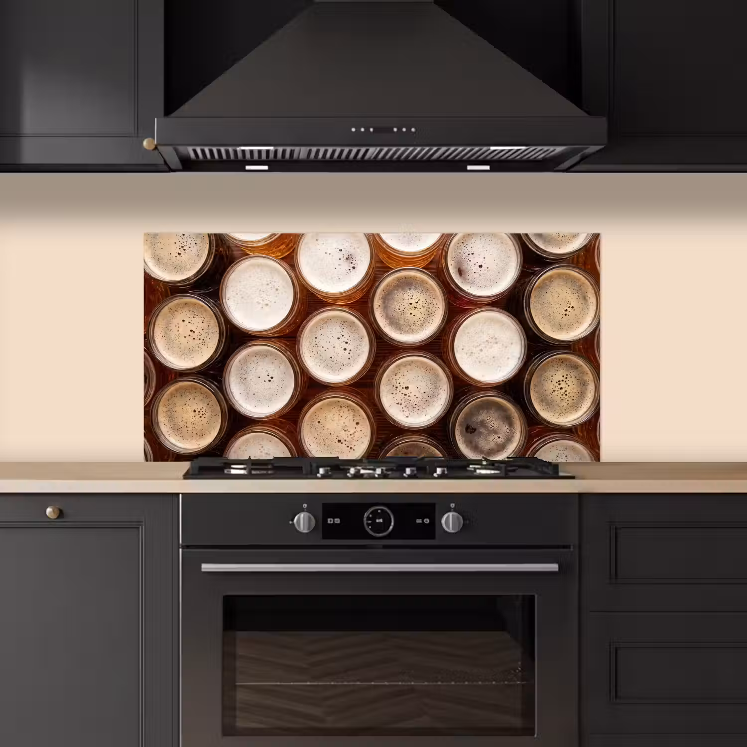 Eten - Glazen - Drank - Patroon - Bruin keuken achterwand spatscherm middel -sfeer1
