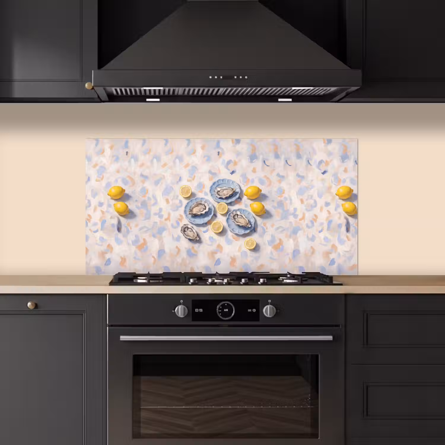 Eten - Oesters - Citroenen - Modern - Geel keuken achterwand spatscherm middel -sfeer1