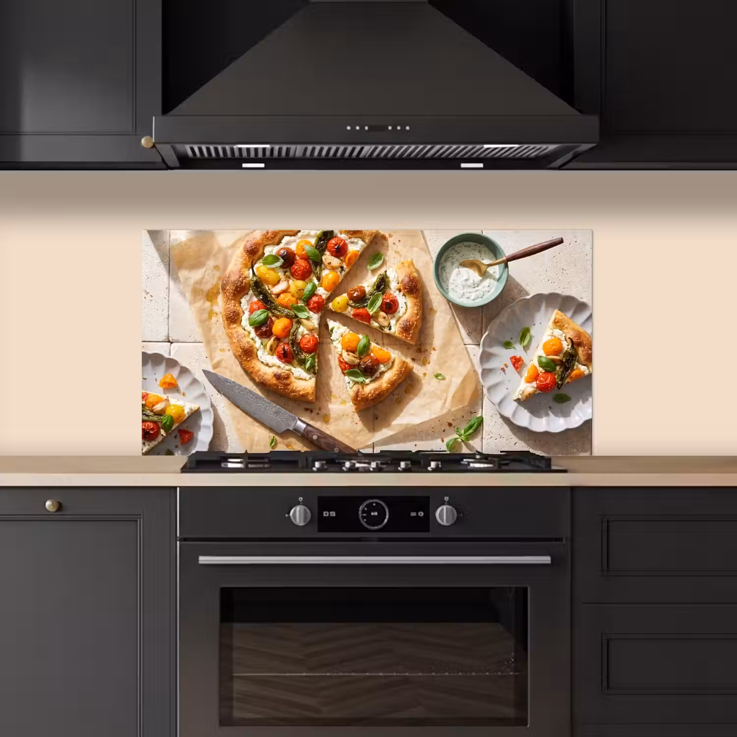 Eten - Tomaten - Basilicum - Maaltijd - Vers keuken achterwand spatscherm middel -sfeer1