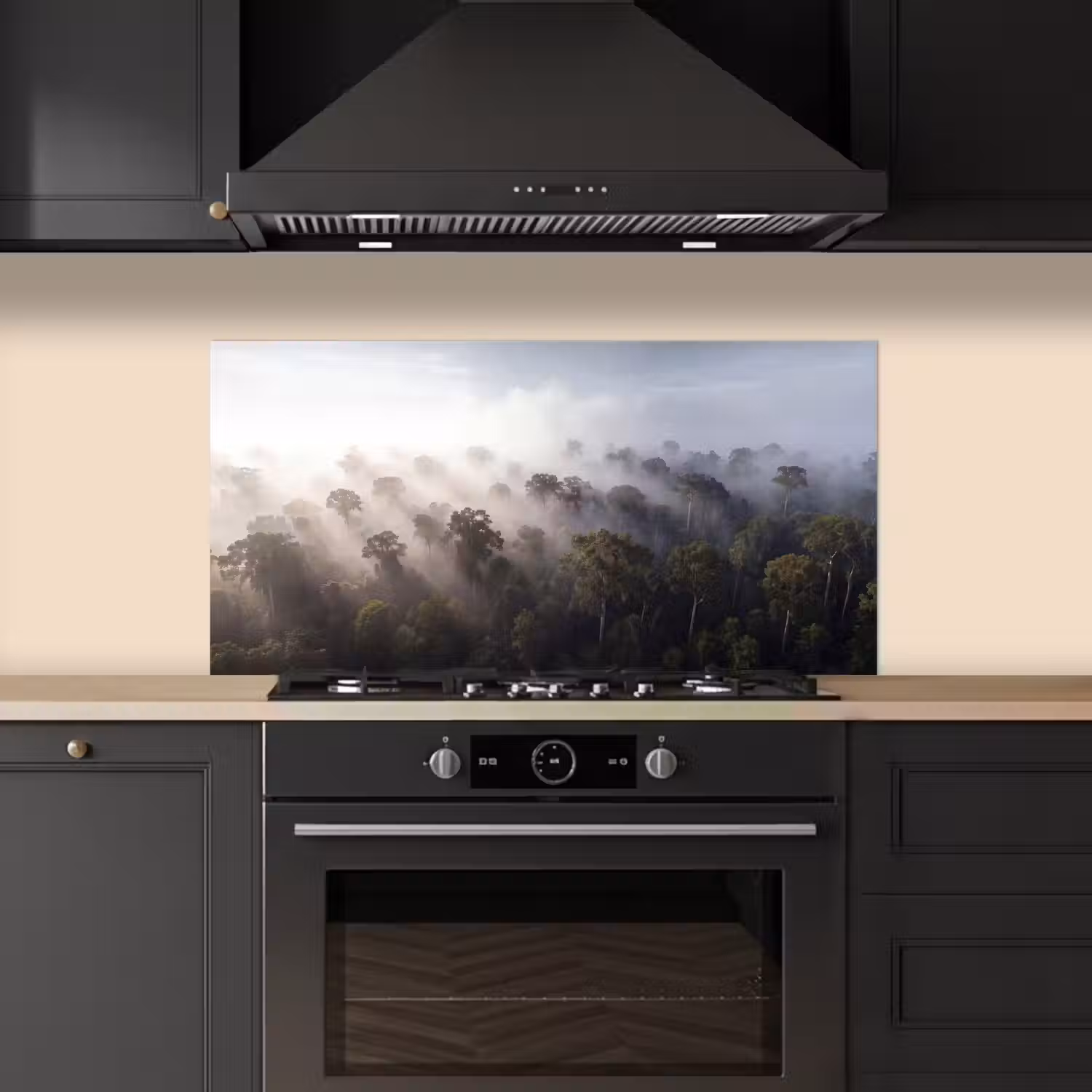 Bos - Mist - Natuur - Groen keuken achterwand spatscherm middel -sfeer1