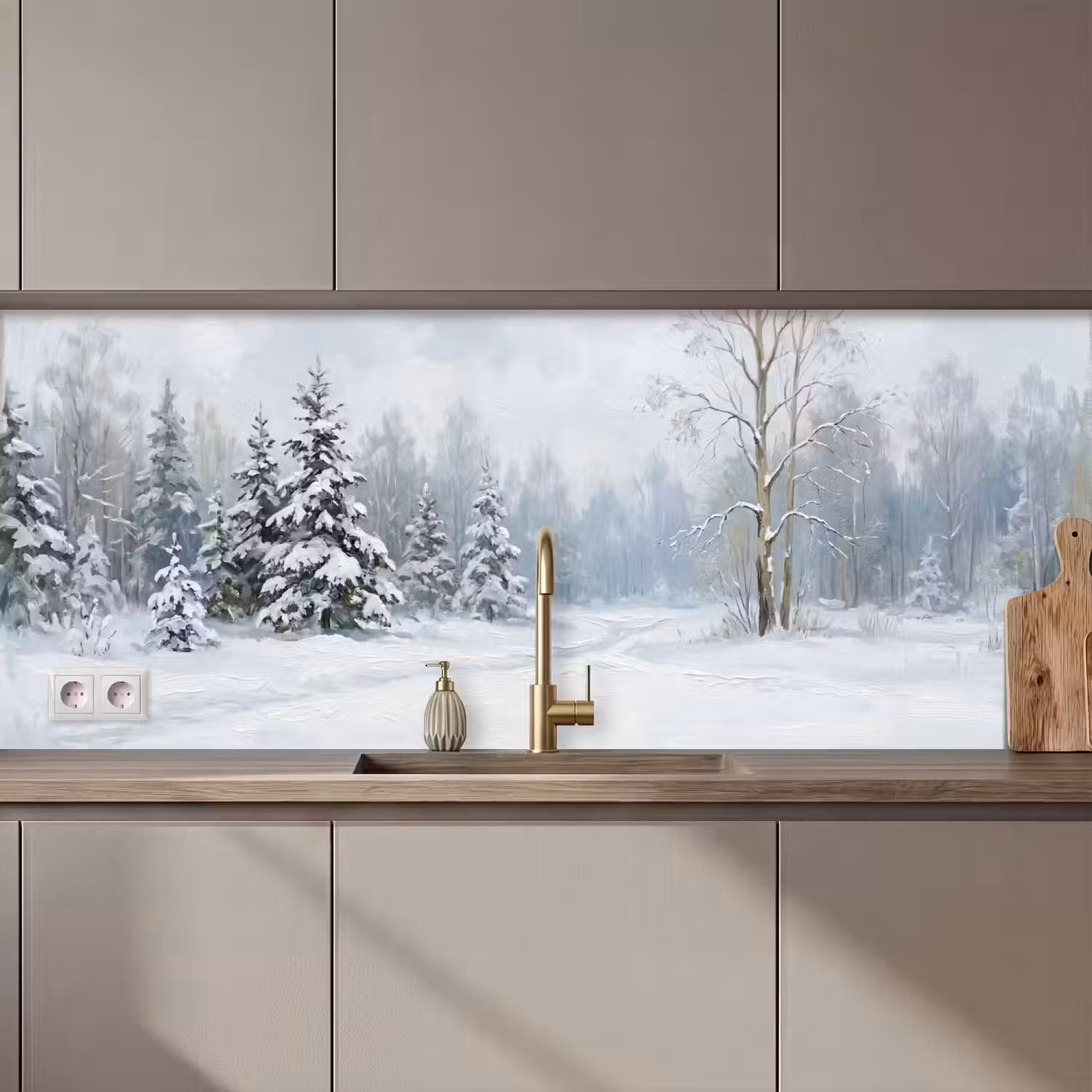 Bospad - Dennen - Sneeuw - Winter - Rustgevend keuken achterwand 2 middel zz_3dshopping