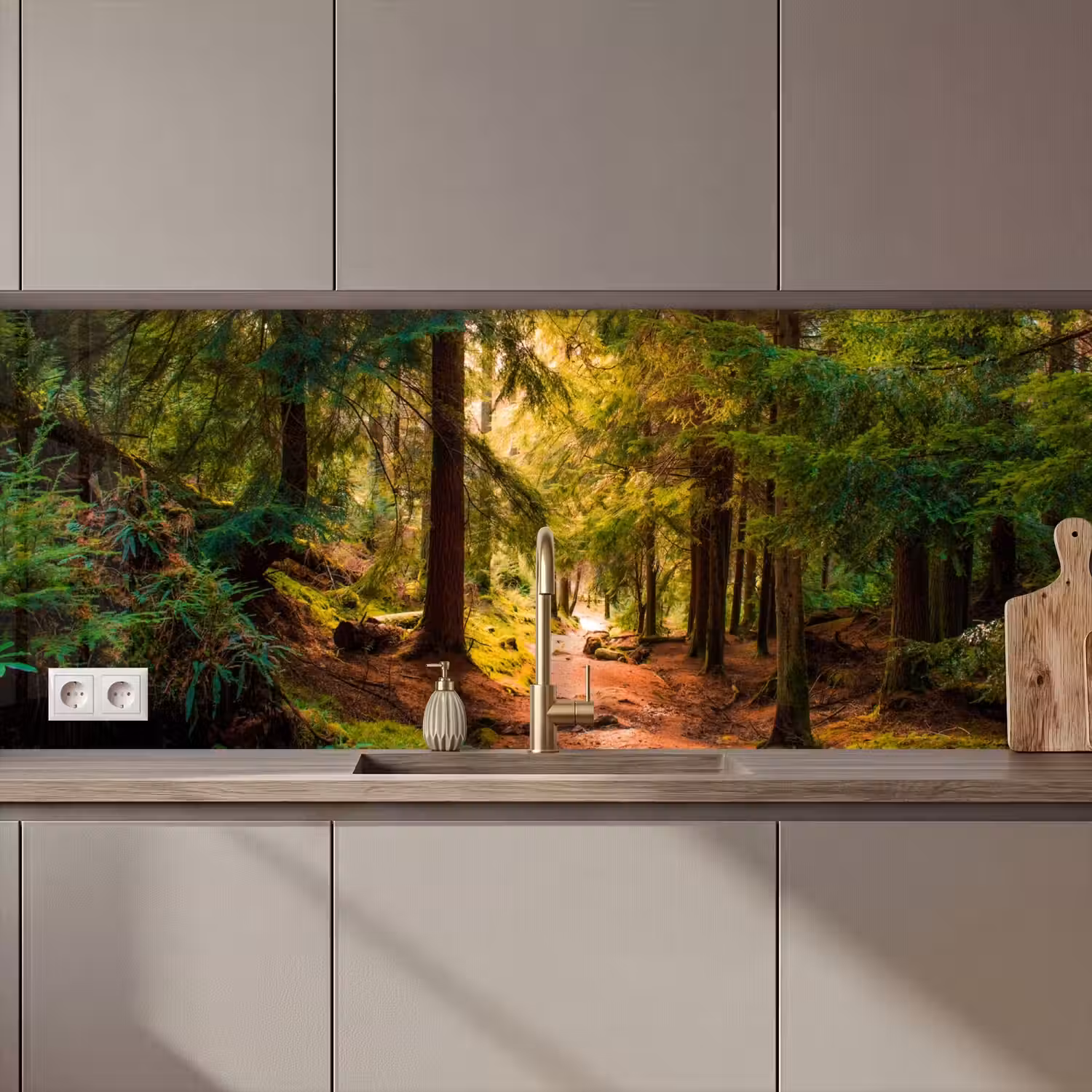 Bos - Pad - Bomen - Groen - Zon - Natuur keuken achterwand 2 middel zz_3dshopping