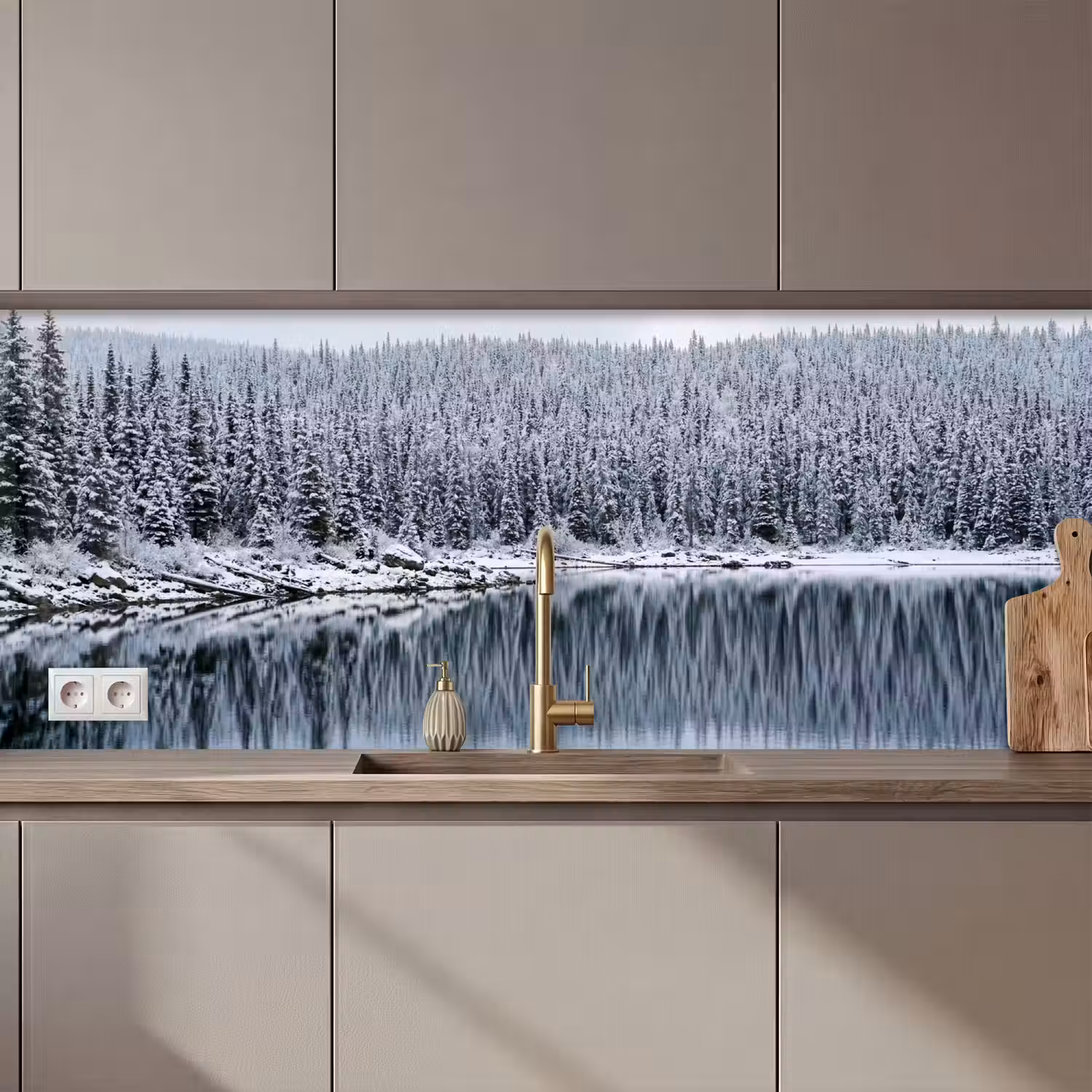 Bos - Reflectie - Meer - Winter - Serene keuken achterwand 2 middel zz_3dshopping