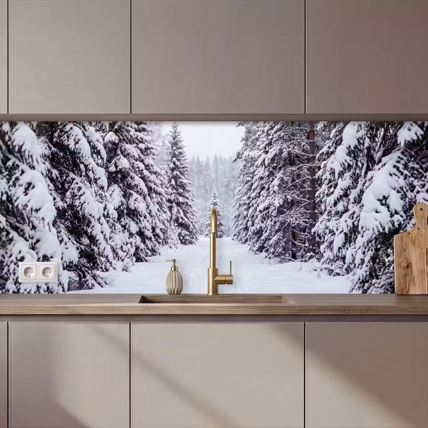 Bos - Winter - Sneeuw - Pad - Natuur keuken achterwand 2 middel zz_3dshopping