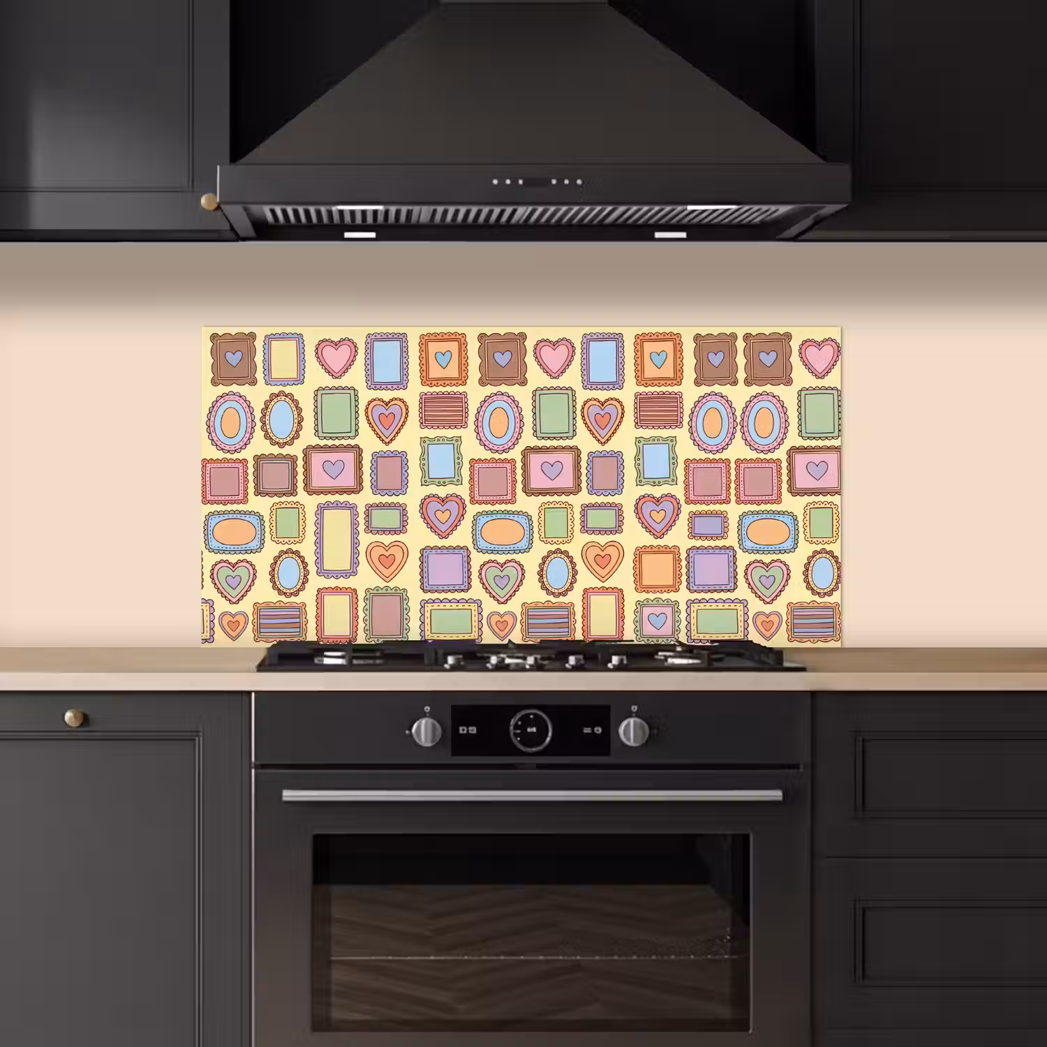 Lijst - Patroon - Hart - Speels - Kleurrijk keuken achterwand spatscherm middel -sfeer1