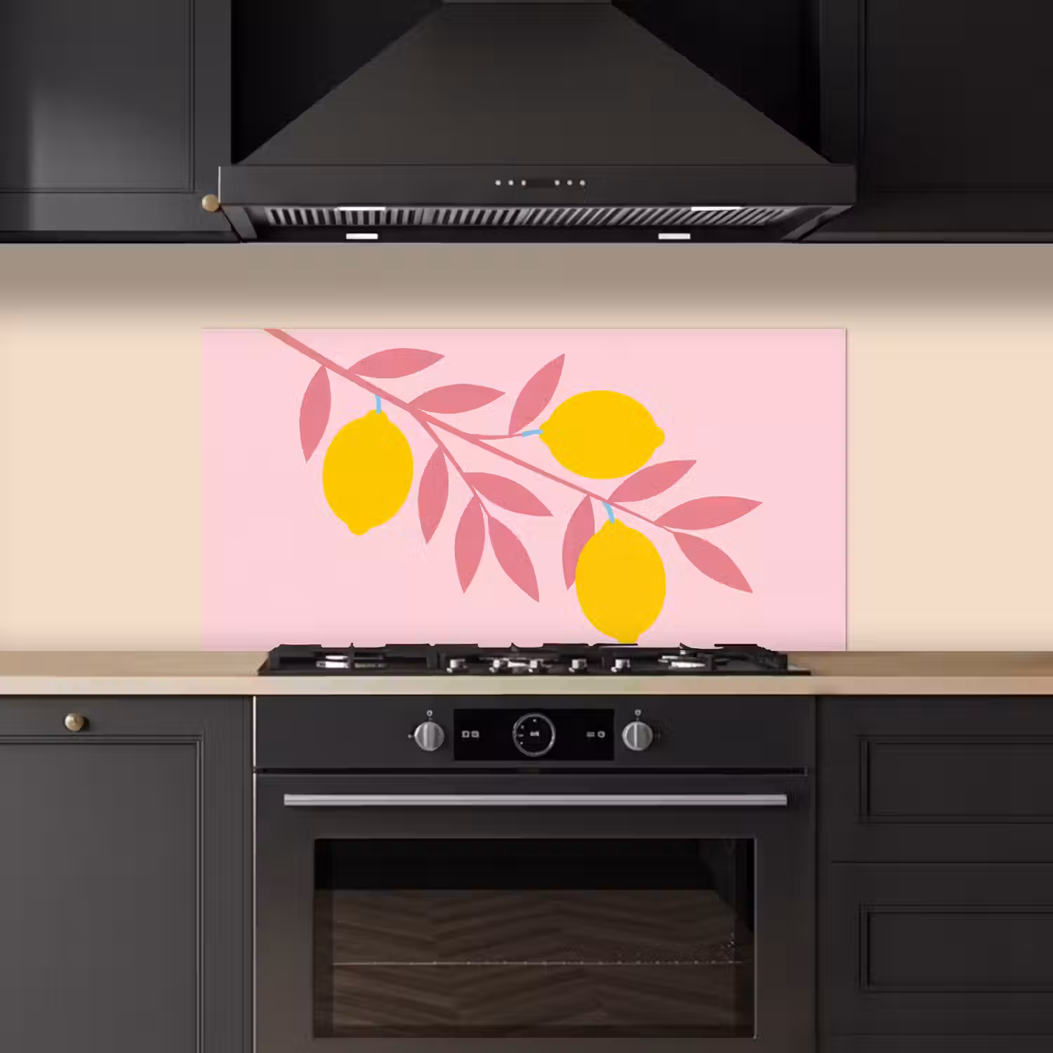 Fruit - Tak - Natuur - Abstract - Roze keuken achterwand spatscherm middel -sfeer1