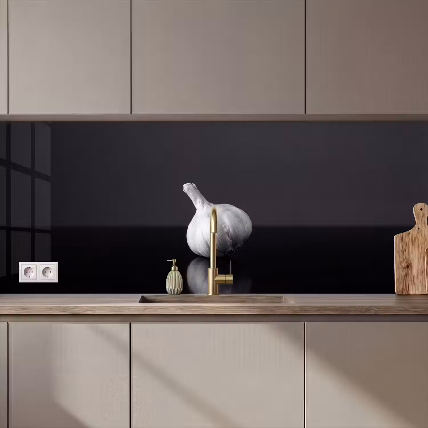 Knoflook - Zwart - Wit keuken achterwand 2 middel zz_3dshopping