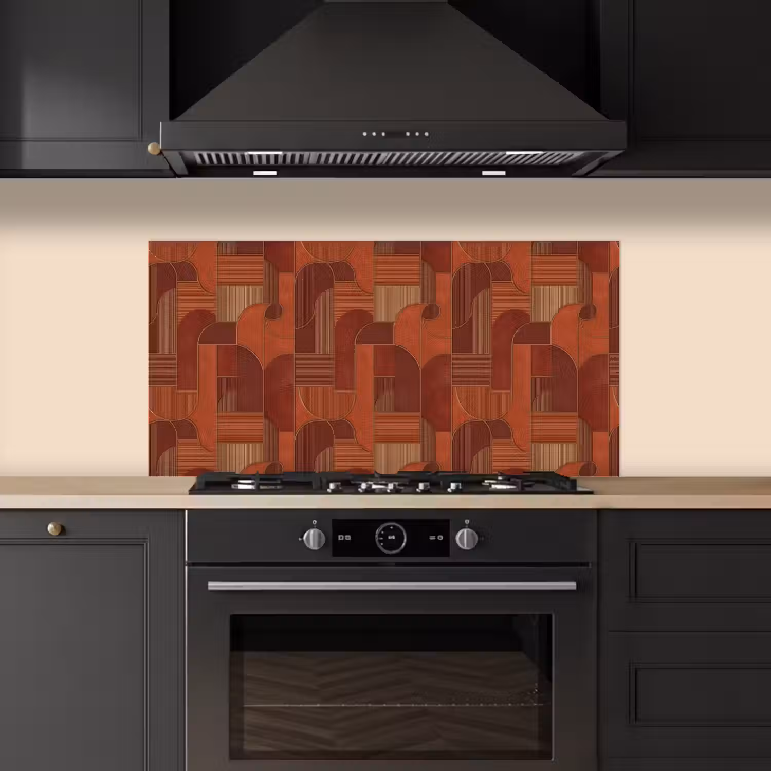 Geometrisch - Abstract - Textuur - Bruin keuken achterwand spatscherm middel 899 -sfeer1
