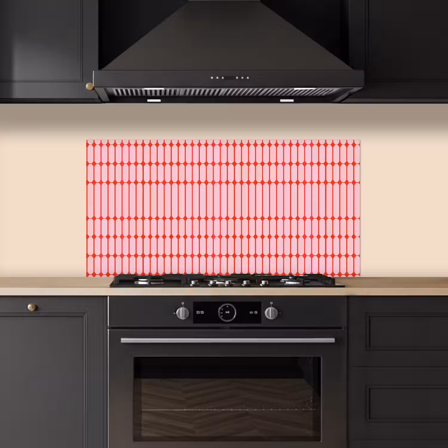 Geometrisch - Minimalistisch - Rood - Roze keuken achterwand spatscherm middel 899 -sfeer1