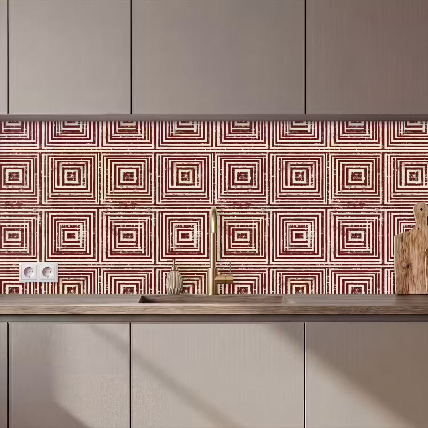 Geometrisch - Patroon - Rood keuken achterwand 2 middel 871 zz_3dshopping