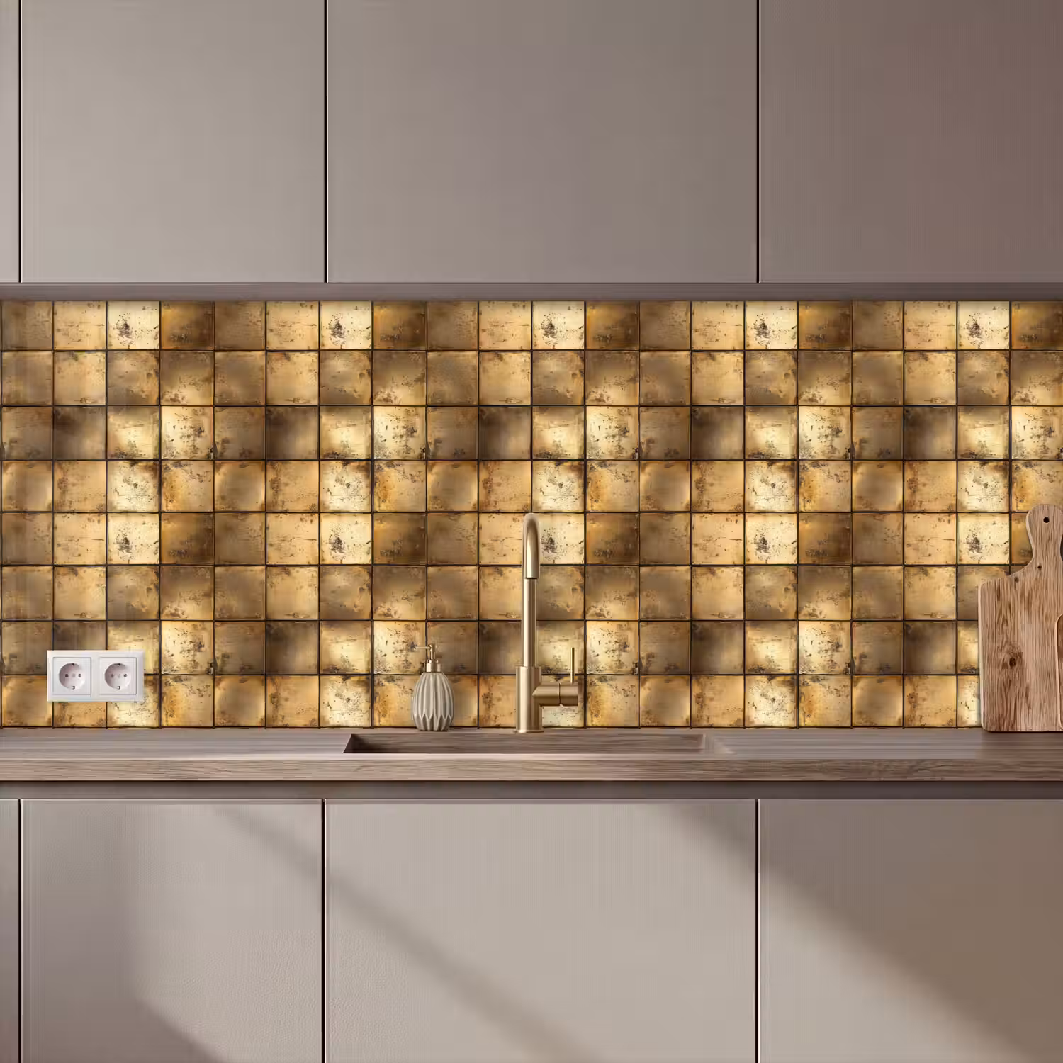Geometrisch - Tegels - Goud keuken achterwand 2 middel 871 zz_3dshopping