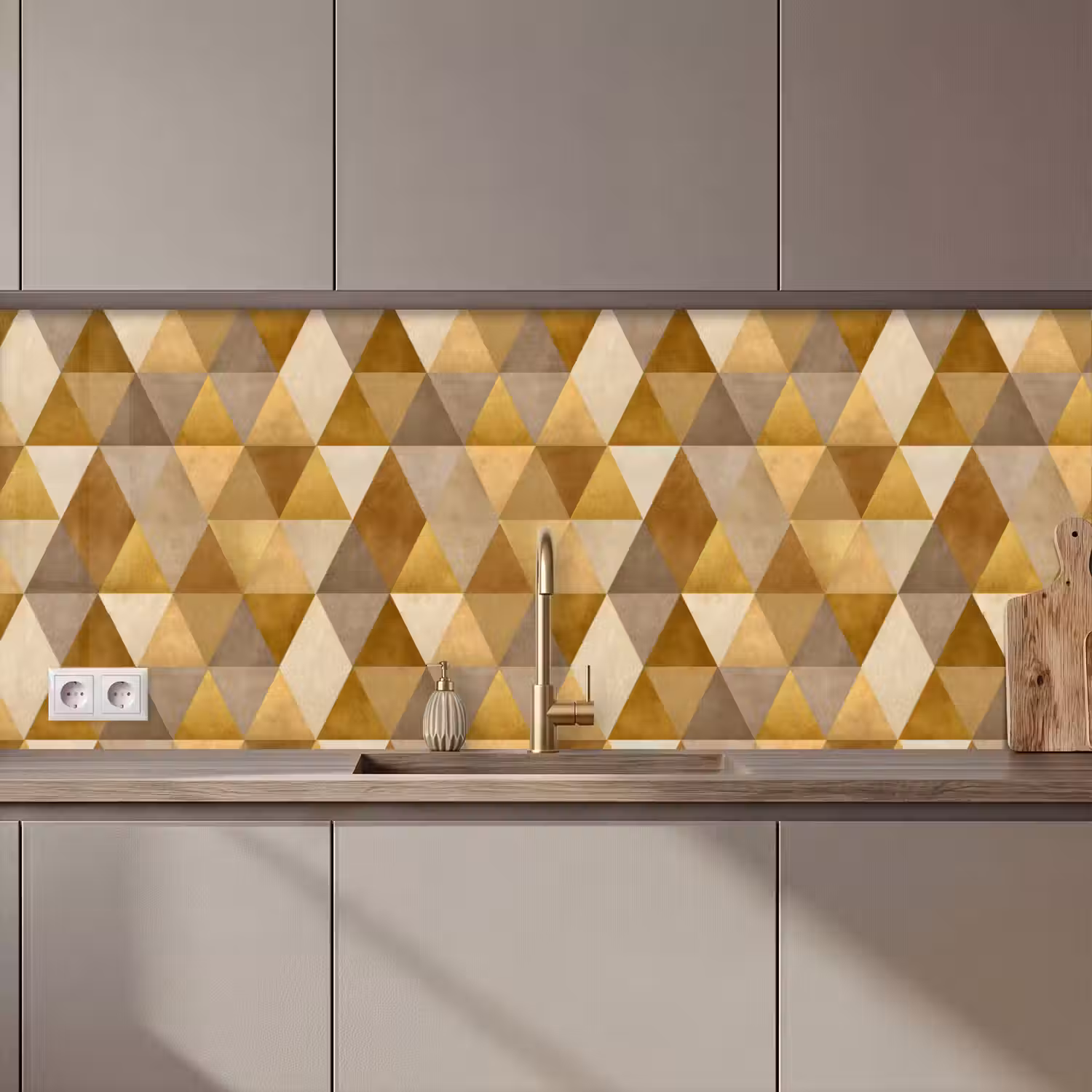 Geometrisch - Driehoek - Goud keuken achterwand 2 middel 871 zz_3dshopping