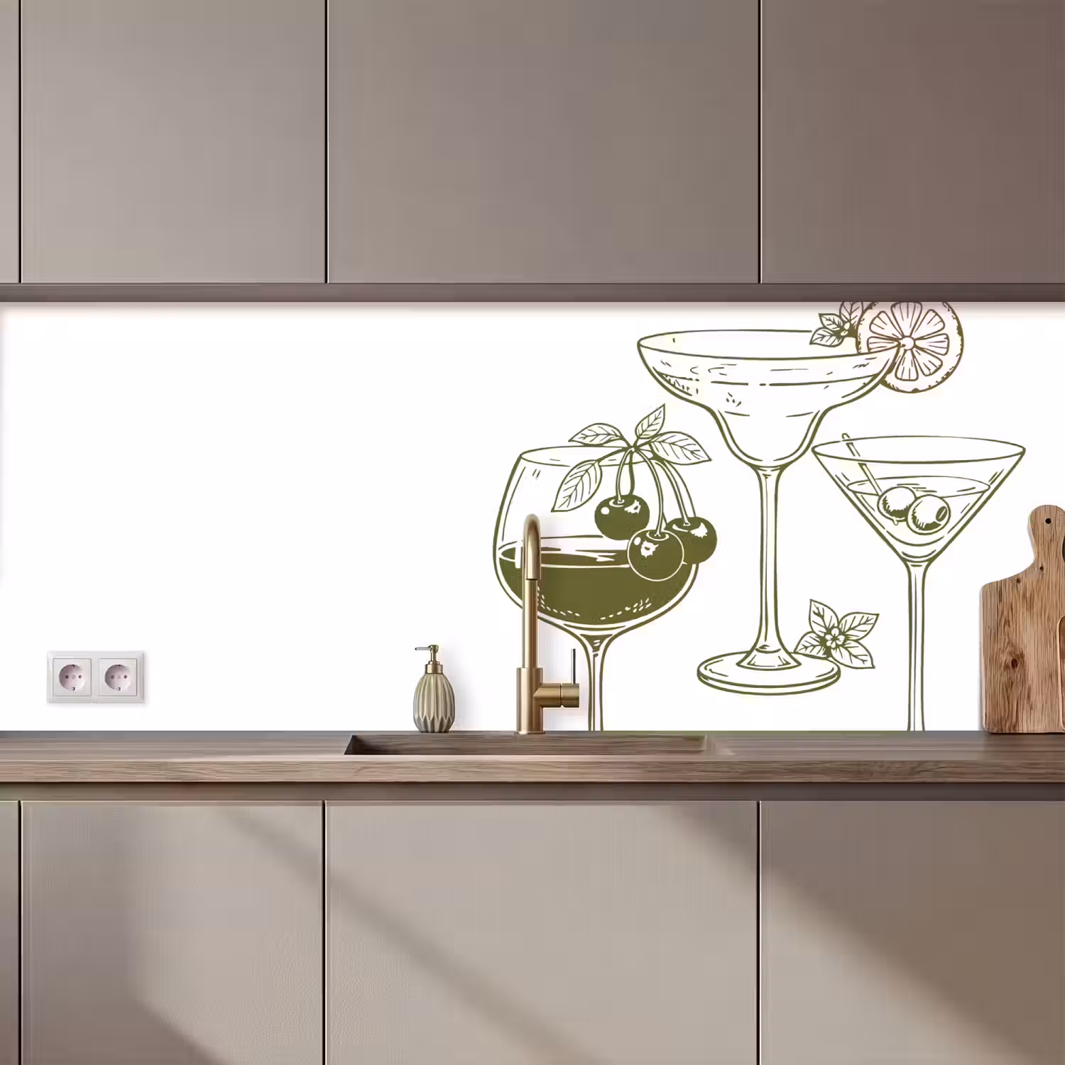 Glazen - Cocktails - Groen keuken achterwand 2 middel zz_3dshopping