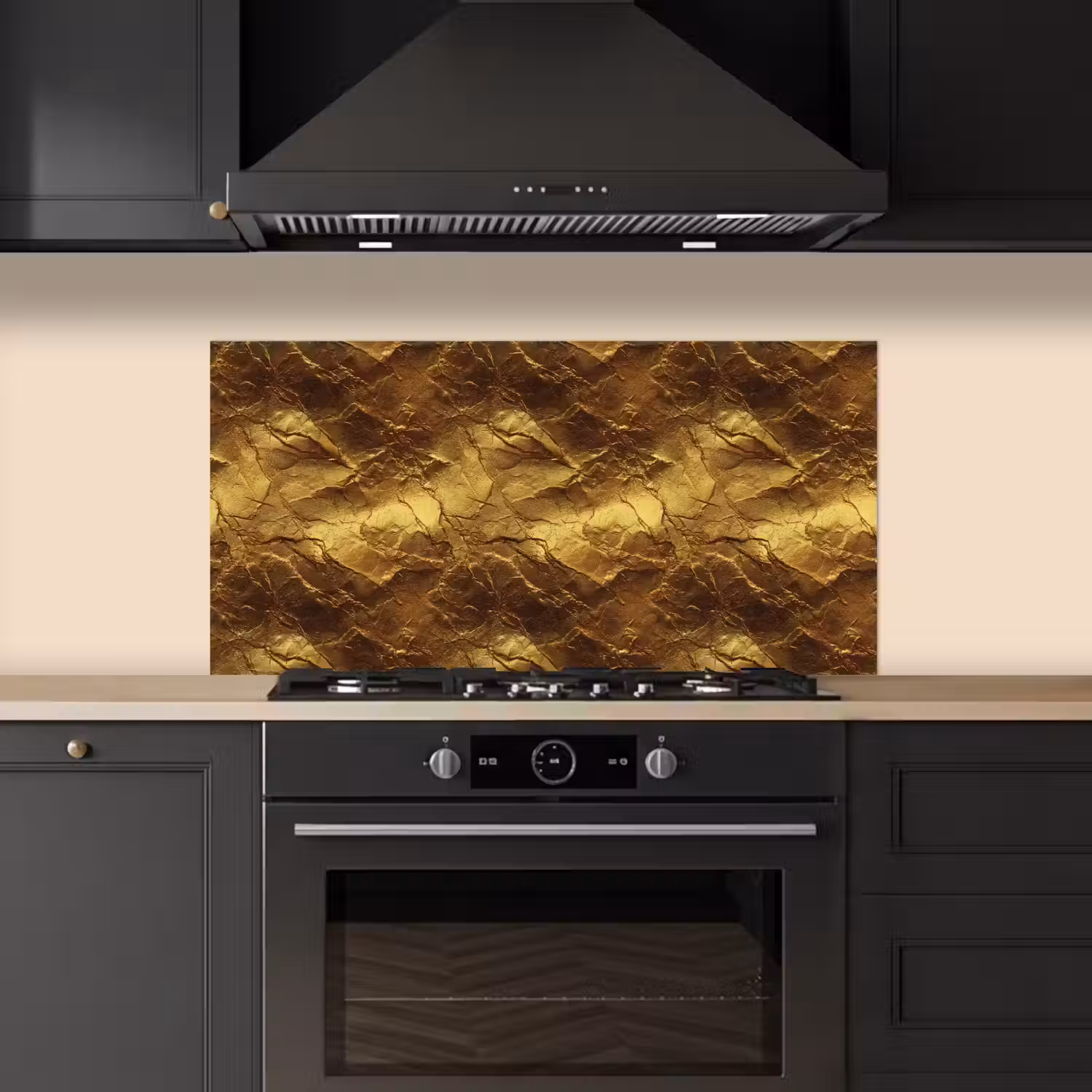 Bladgoud - Textuur - Goud keuken achterwand spatscherm middel 899 -sfeer1